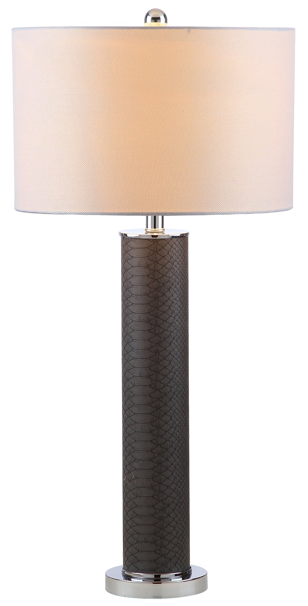 SAFAVIEH Table Lamp Set of 2, 32-inch Modern Grey Faux Snakeskin, Model LIT4404E-SET2, LED Bulbs Included