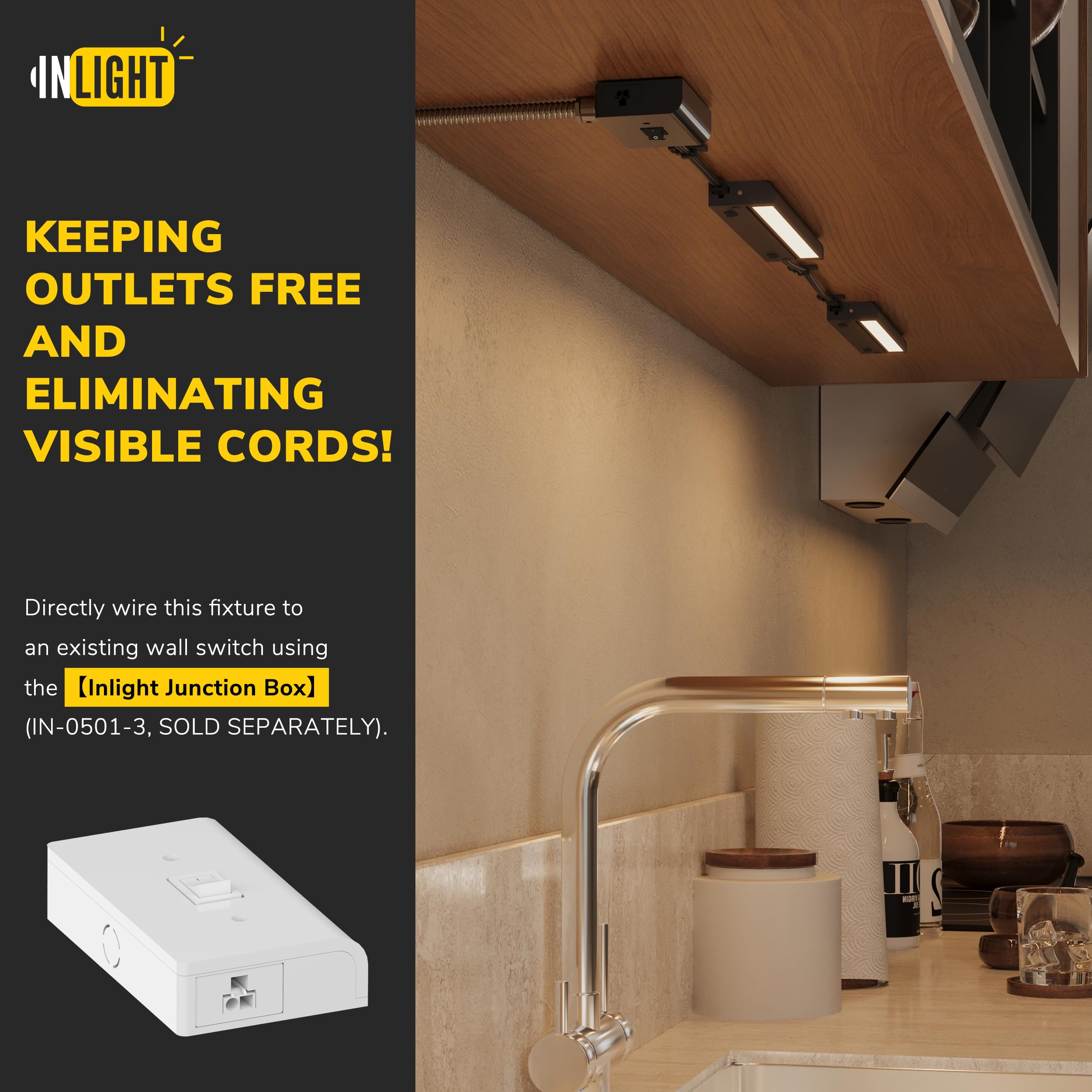 Getinlight 12-Inch Swivel Led Under Cabinet Lighting, 2 Color Levels, 2700K/4000K, Dimmable With Wall Dimmers, Plugged-In Only,