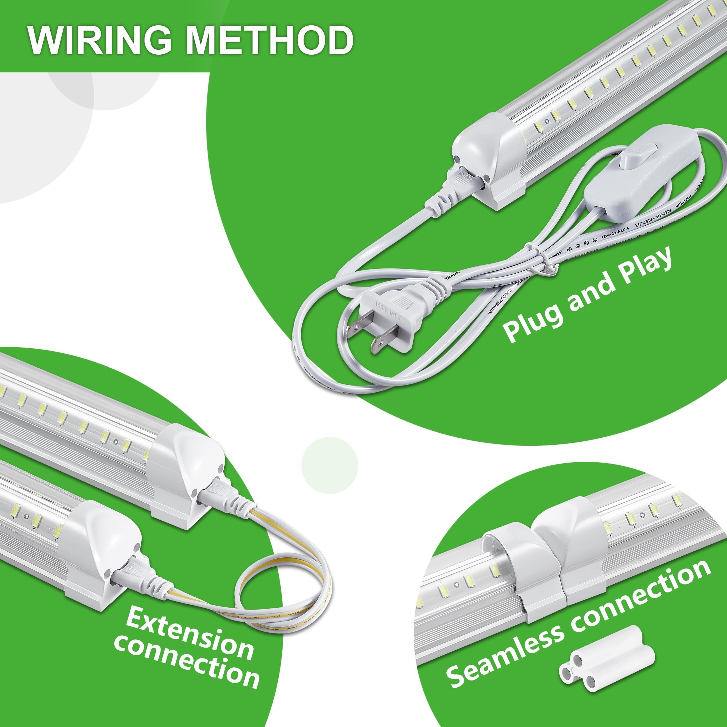 Skymoatled 4Pack 4Ft Led Shop Light Garage Lights,50W 6000K 7500Lm White Light,Hanging/Surface Mount,Plug And Play,Linkable Led