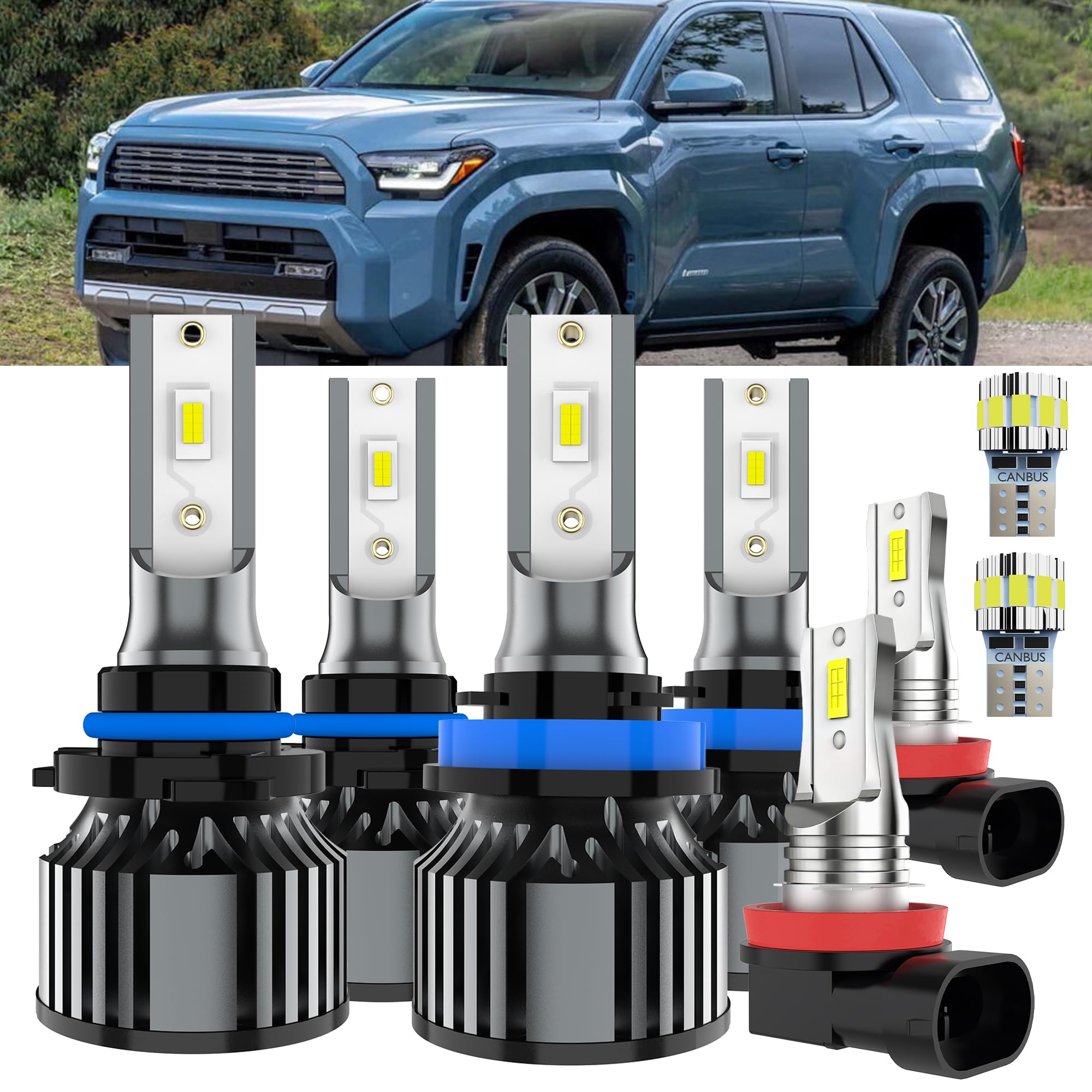 AYOTZIH Bulbs Fit For Toyota 4Runner 2010-2021, High Beams+ Low Beams+ Fog Lights+ License Plate Lights Combo, 400% Brightness 6