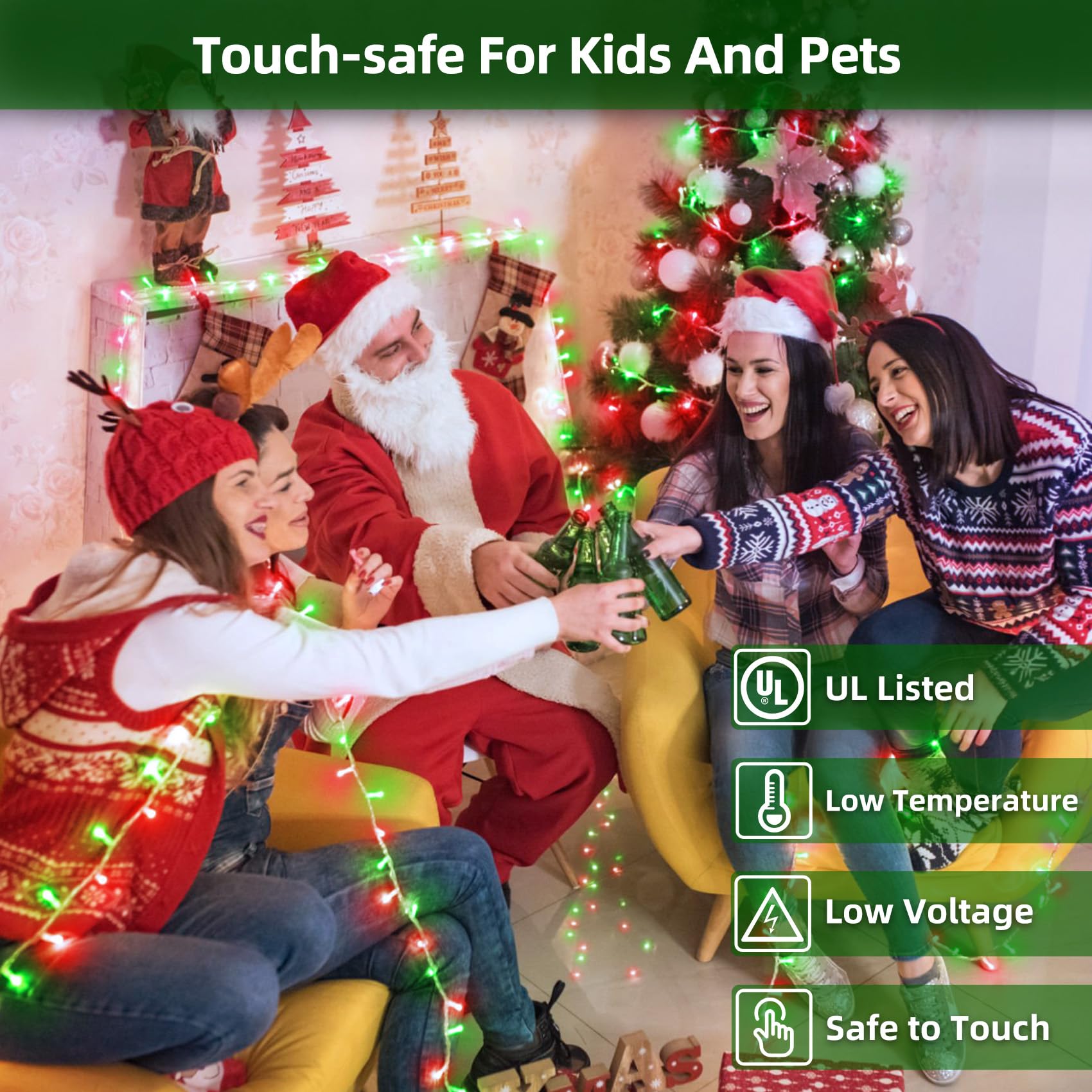 300Led Christmas Lights Outdoor Indoor Use  12 Lighting Modes 75Ft Christmas Tree Lights With Timer  Dimmable Red & Green Led Stringlights Waterproof For Yard Tree Wedding Party Holiday Red & Green