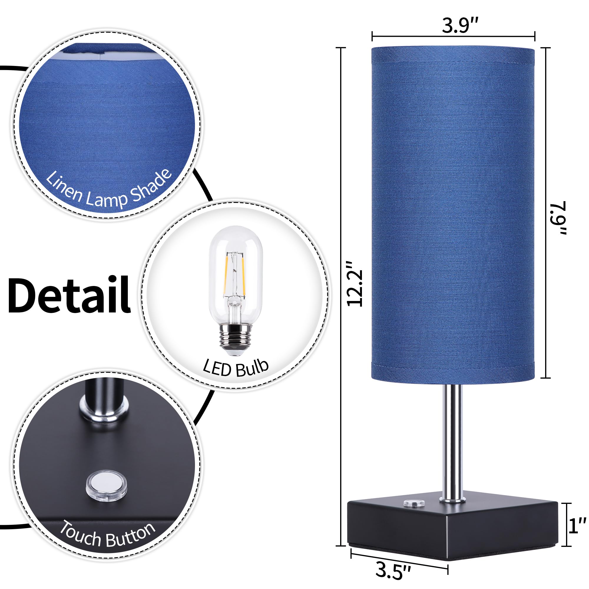 AVV Cordless Table Lamp, Battery Operated Lamp for Night Stand, 3 Modes Battery Powered Wireless Table Lamp, Touch Control Recha