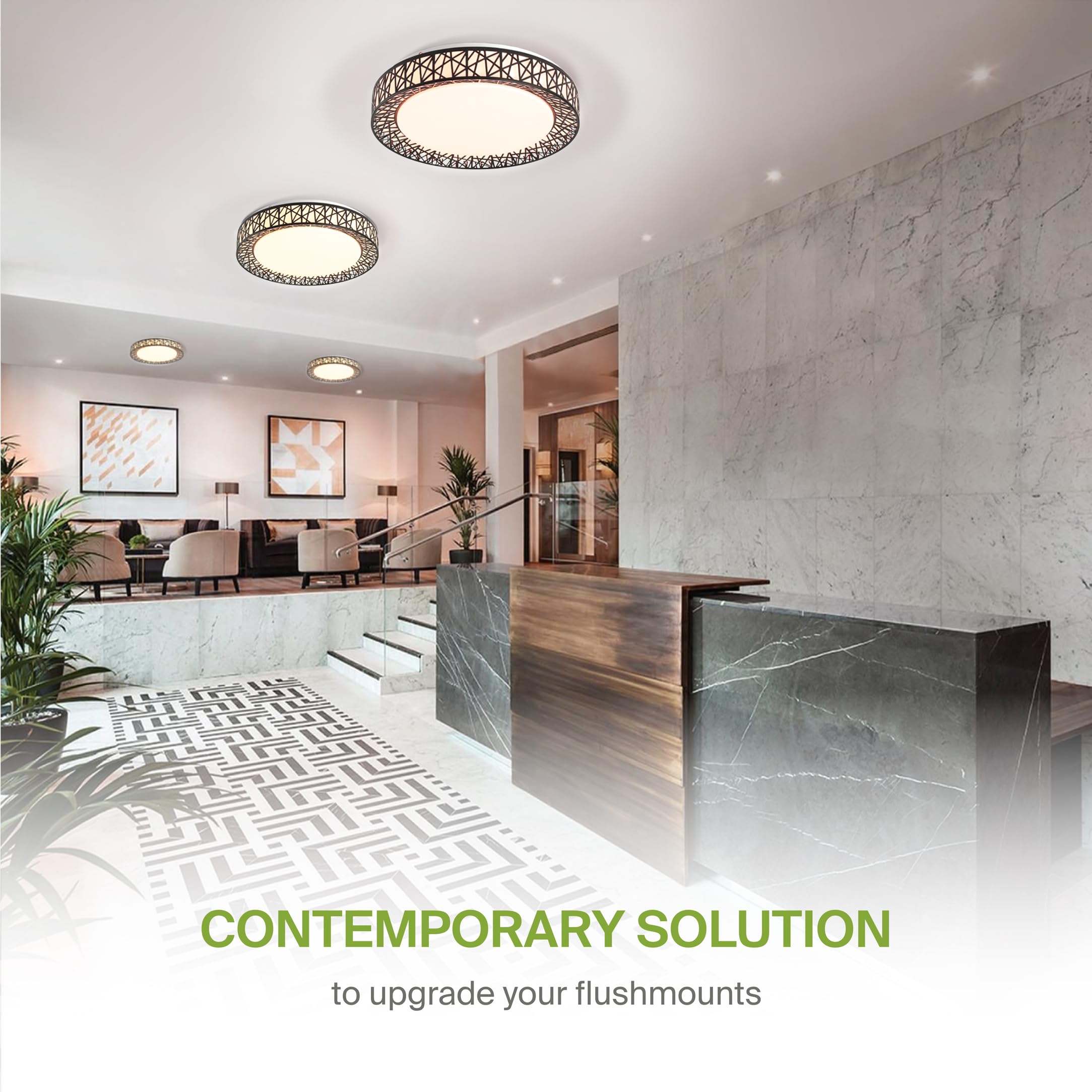 Asd 20 Inch Led Flush Mount Ceiling Light - Matte Black Modern Ceiling Light Fixture 42W 2475Lm, 2700-5000K Adjustable Dimmable