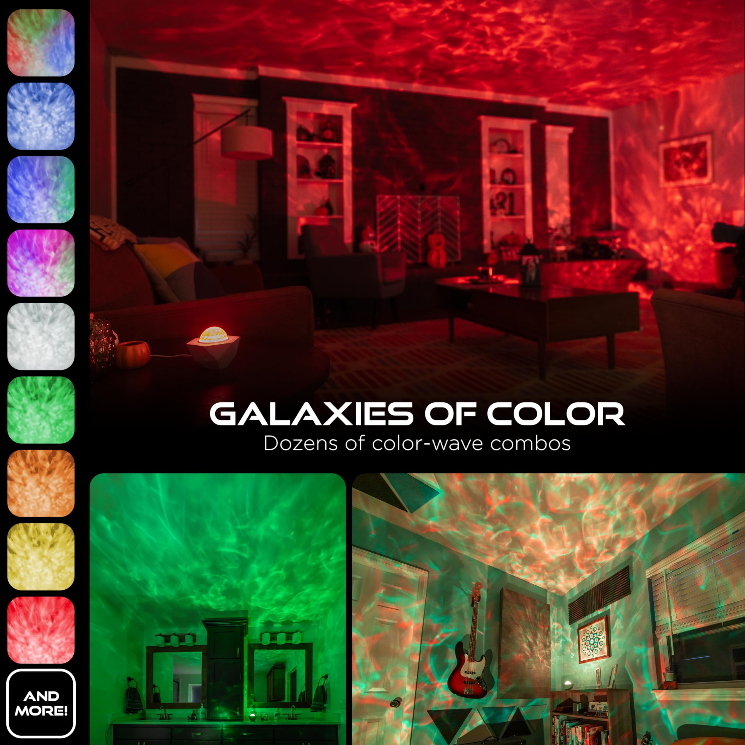 Enbrighten Galaxy Night Light Projector - Star, Aurora & Nebula Ceiling Projector With 15 Color Combinations - Usb-C Powered Tab