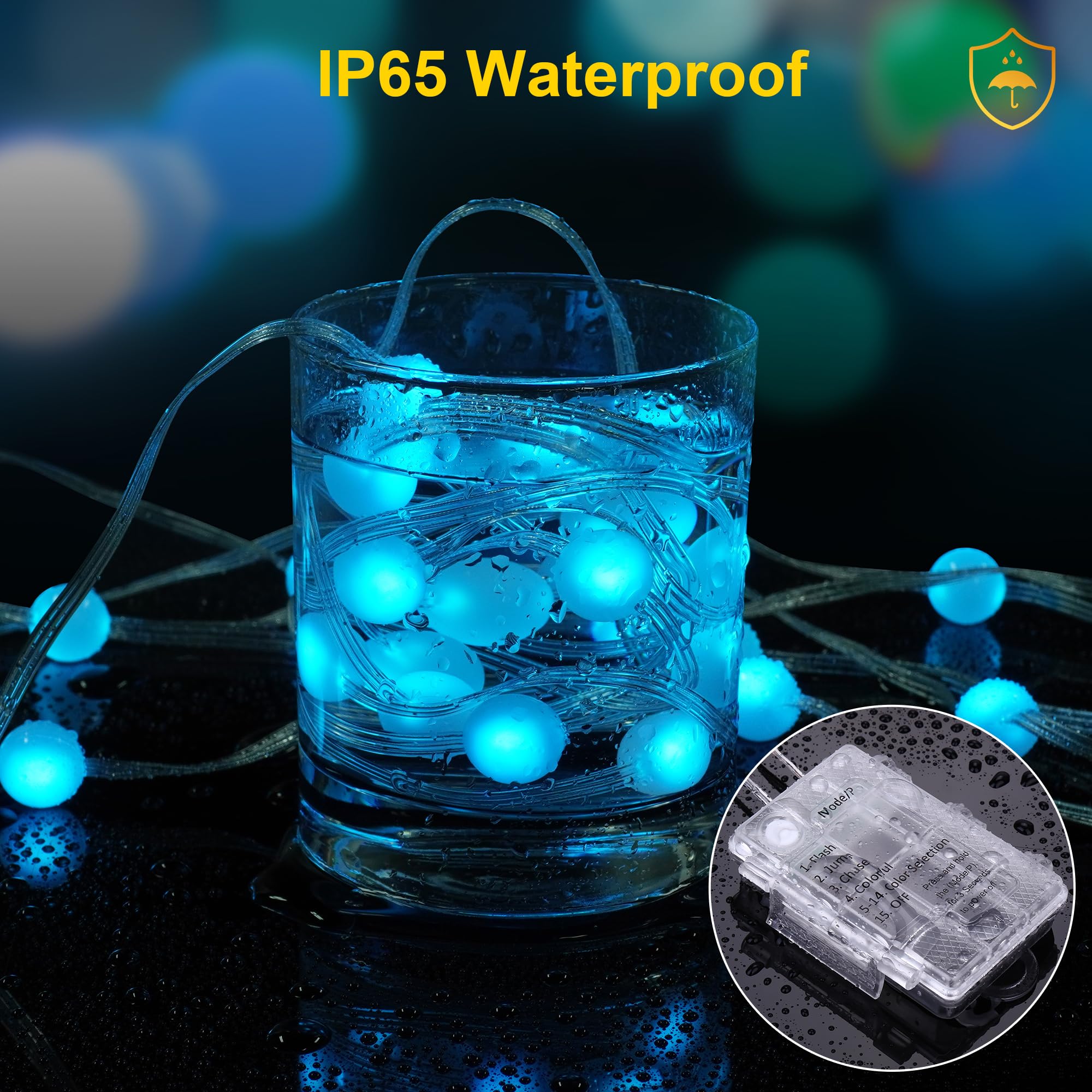 osteplus Fairy Lights 16.5FT Color Changing String Lights, 2-Pack Mini Ball LED, USB/Battery Powered, RGB-Globe, Waterproof for Indoor/Outdoor