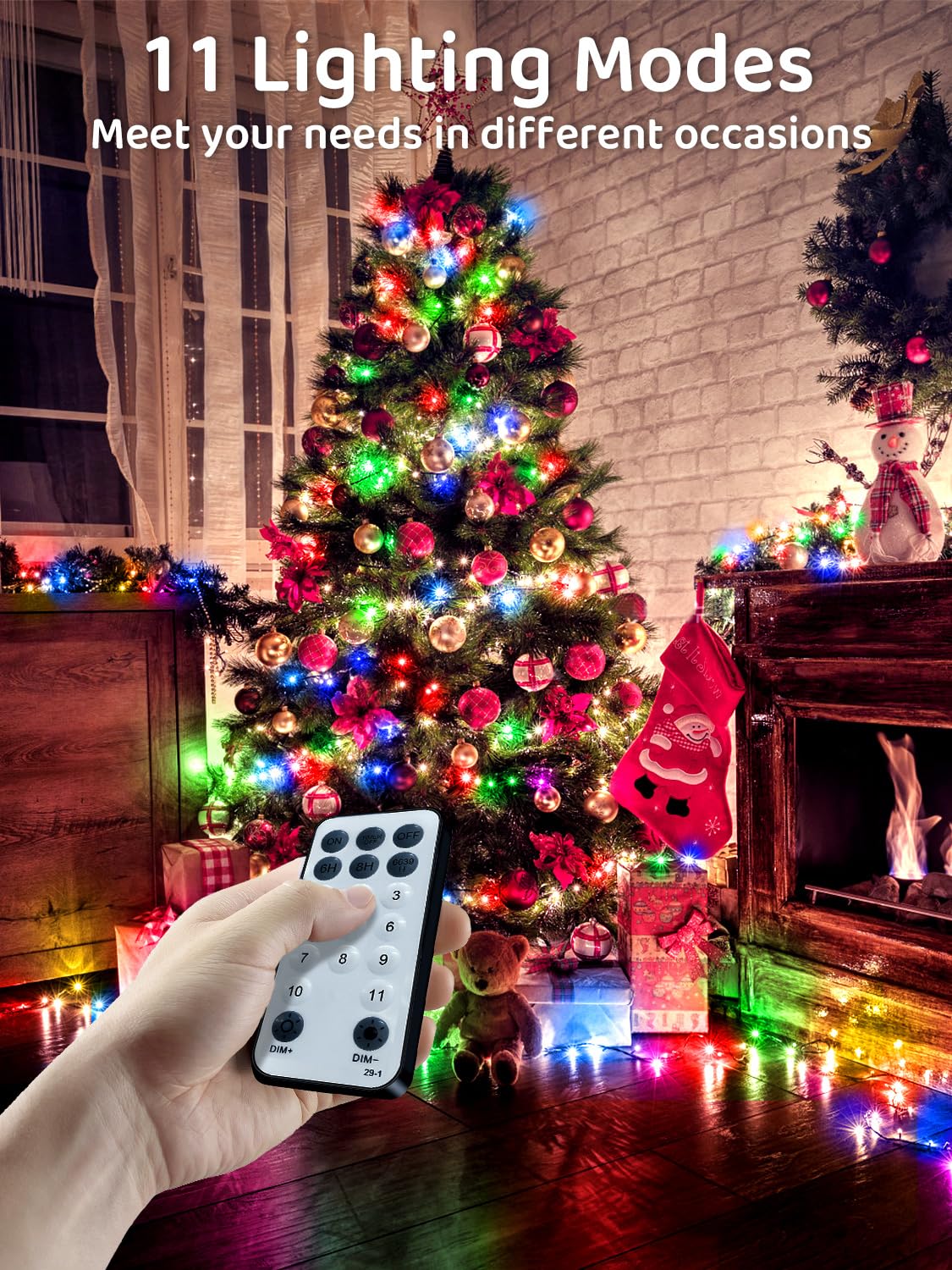 Acan 115Ft 300 Led Christmas Lights Outdoor  Warm White & Multicolor Color Changing String Lights With Remote Control  8 Modes Fairy Light Plug In Waterproof For Christmas Tree Xmas Decorations Party