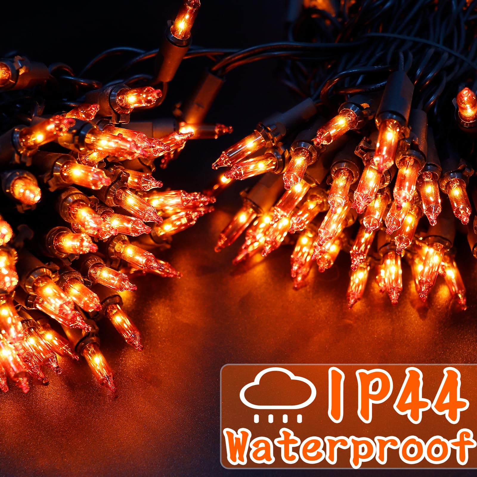 Cxlho Halloween Lights Orange Lights, 33Ft 100 Count Incandescent Connectable Fall Lights, 120V Ul Listed Waterproof Halloween Decorations For Autumn Indoor Outdoor Party Home Garden Yard Decor