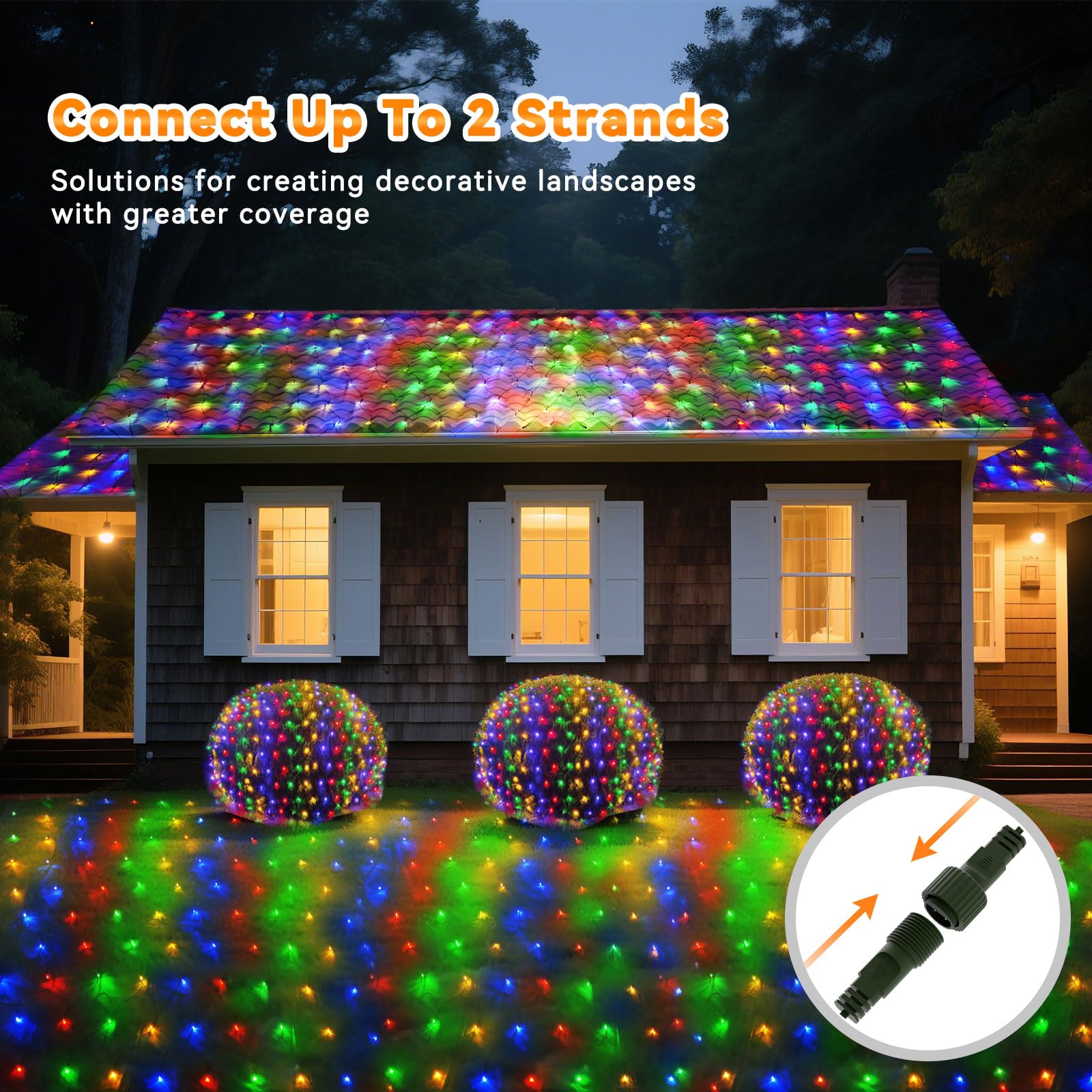 360 Led Colorful Christmas Net Lights Outdoor 8 Modes  21Ft X 5Ft Waterproof Mesh Lights Giant Net Light Mulitcolored Fairy Christmas Light Green Wire Connectable For Bushes Tree Garden Home Party