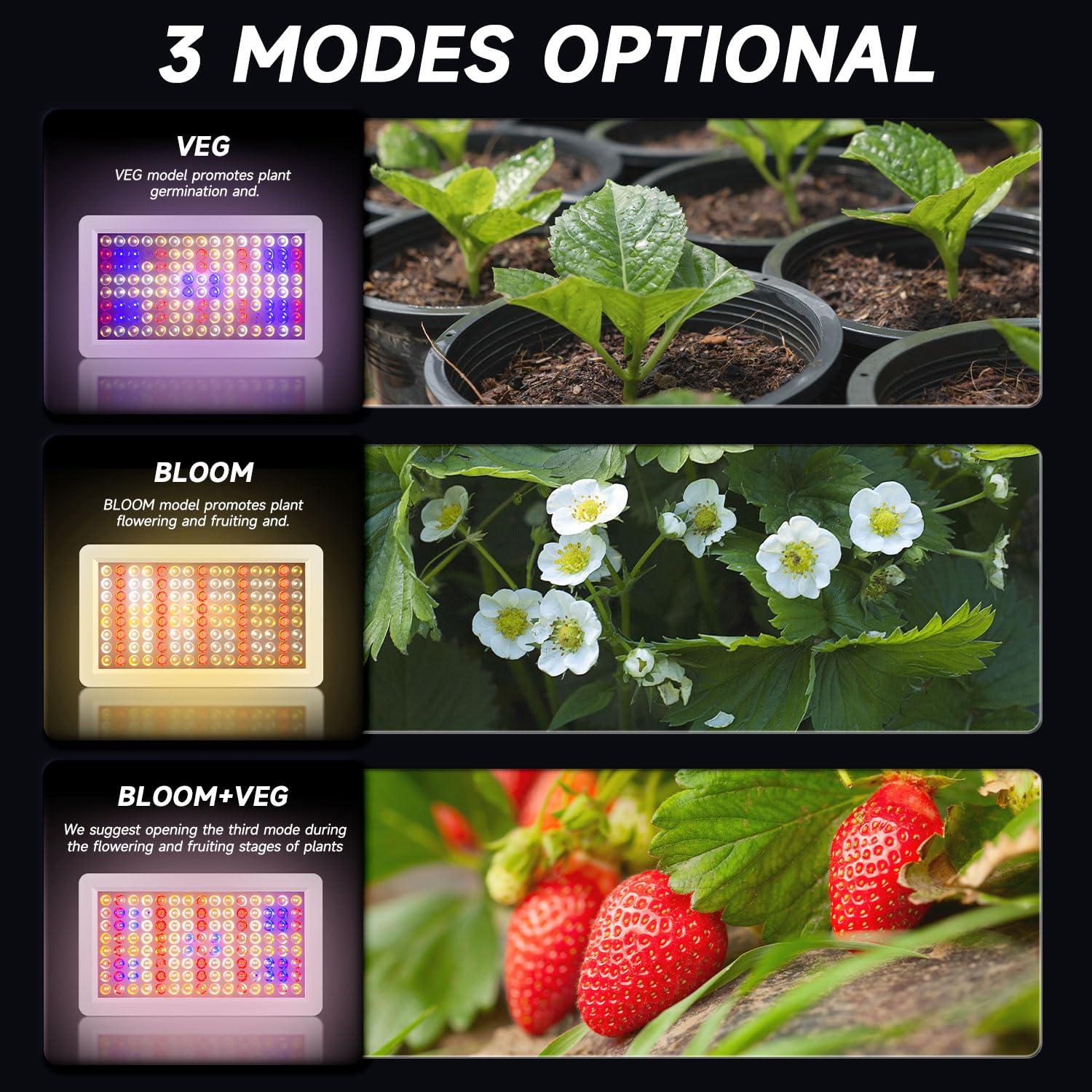 SERWING LED Grow Light Full Spectrum with Veg & Bloom Switch A1000W Color: A1000W, Remote Control for Hydroponic Indoor Plants