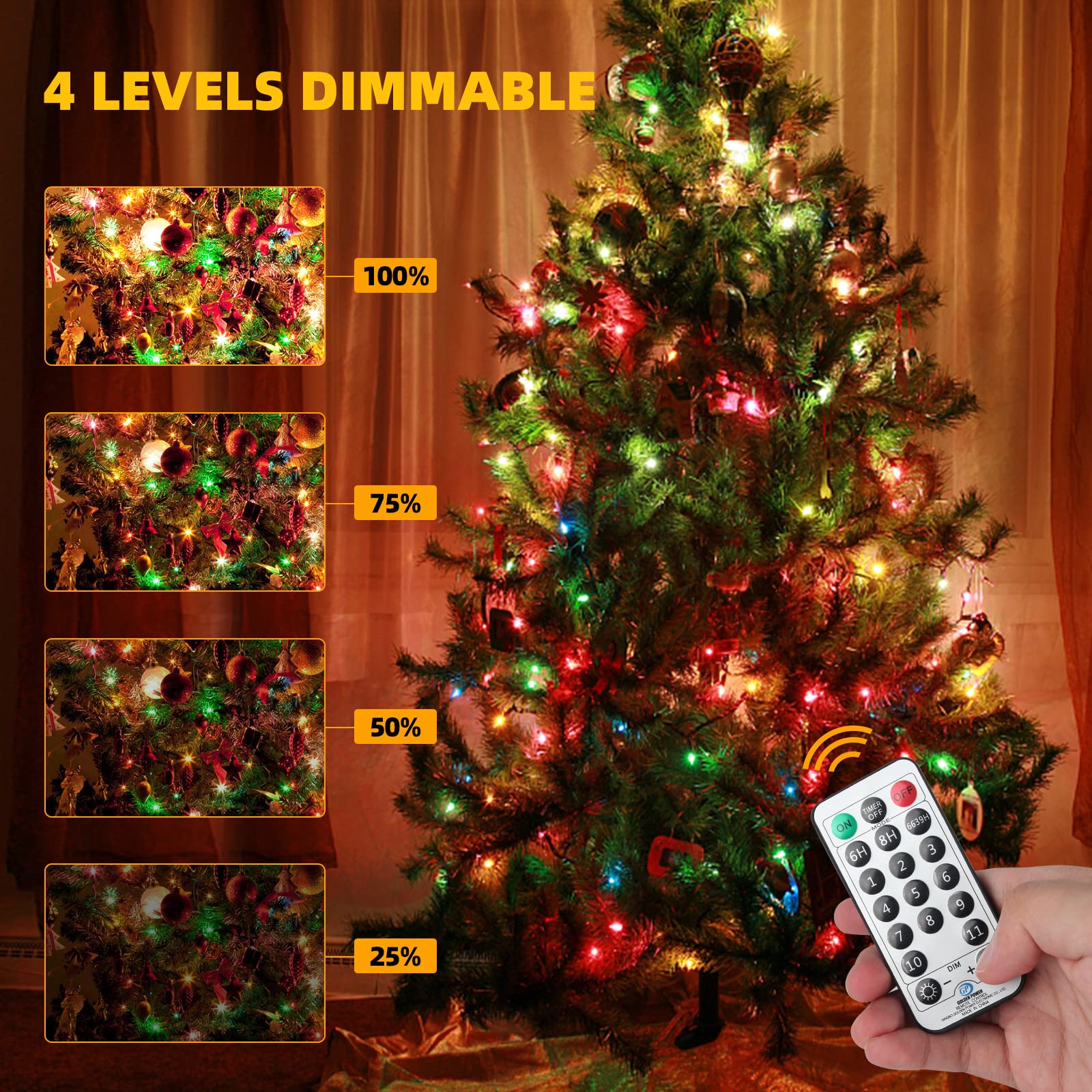 OUTYLTS 1000 LED 328ft 11 Modes with Timer Remote Christmas String Lights IP55 Outdoor Waterproof UL Certificated Indoor Fairy L