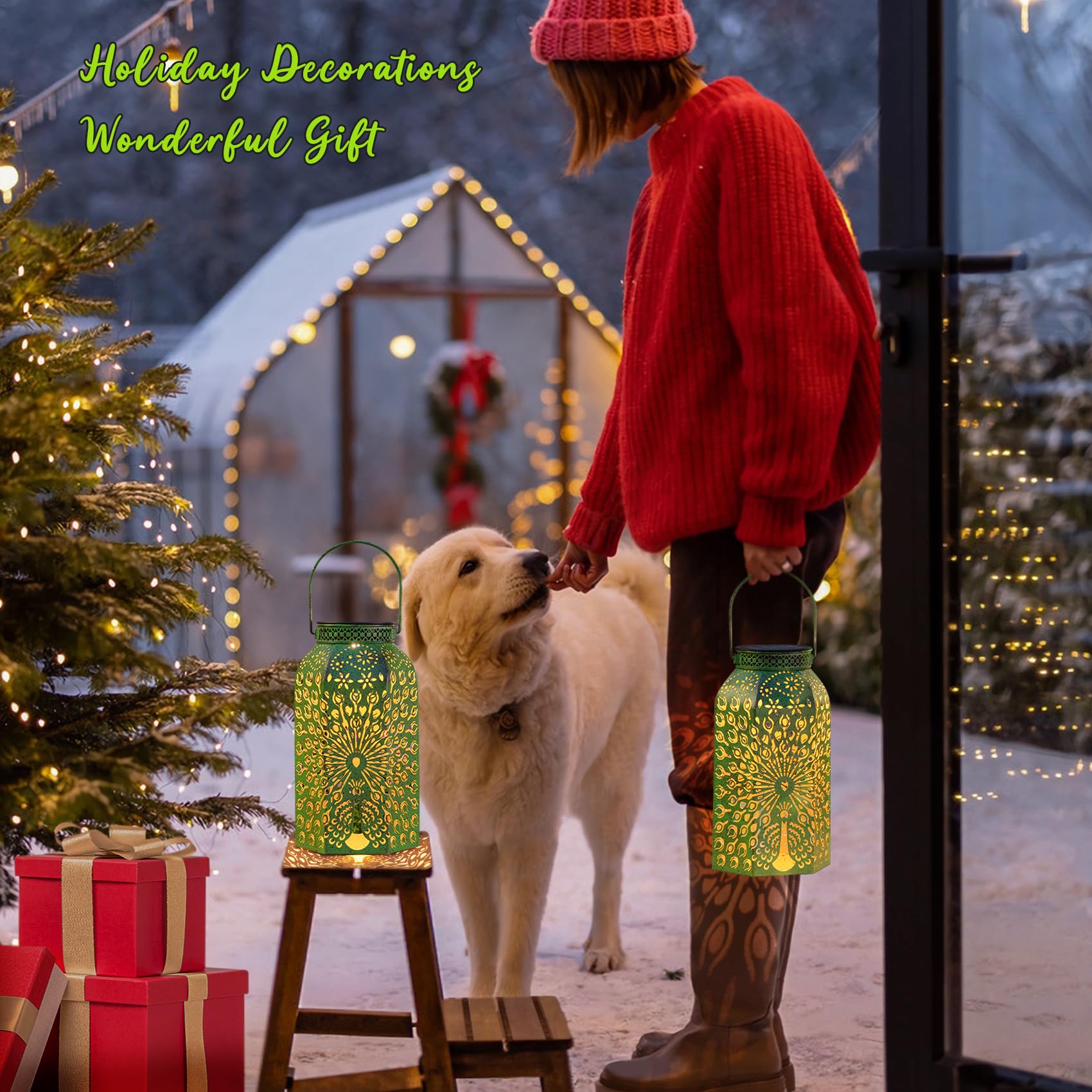 Homeimpro Outdoor Solar Lanterns Waterproof Peacock Gardening Gifts For Women, Big Solar Garden Decor, Yard Art, Outside, Patio,