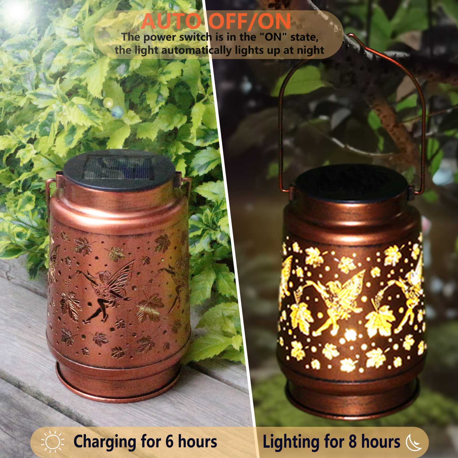 Aitenisen Solar Fairy Lanterns - Waterproof Metal Maple Leaf Garden Light For Patio & Yard