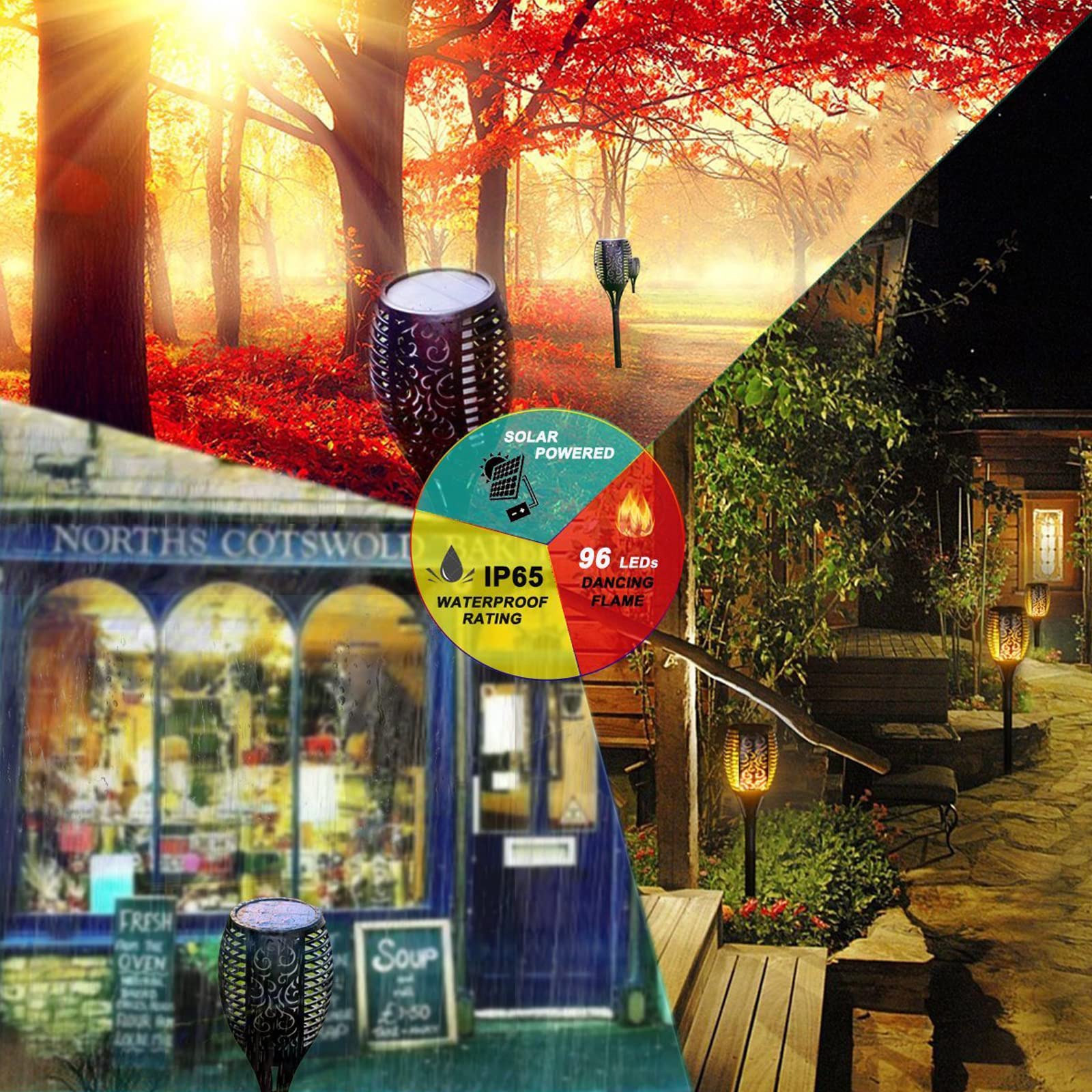 Solar Lights Outdoor (Super Large Size), 99 Led Solar Tiki Torches With Flickering Flame, Waterproof Solar Powered Lights Holiday Decorations Outside Garden Yard Pathway Decor