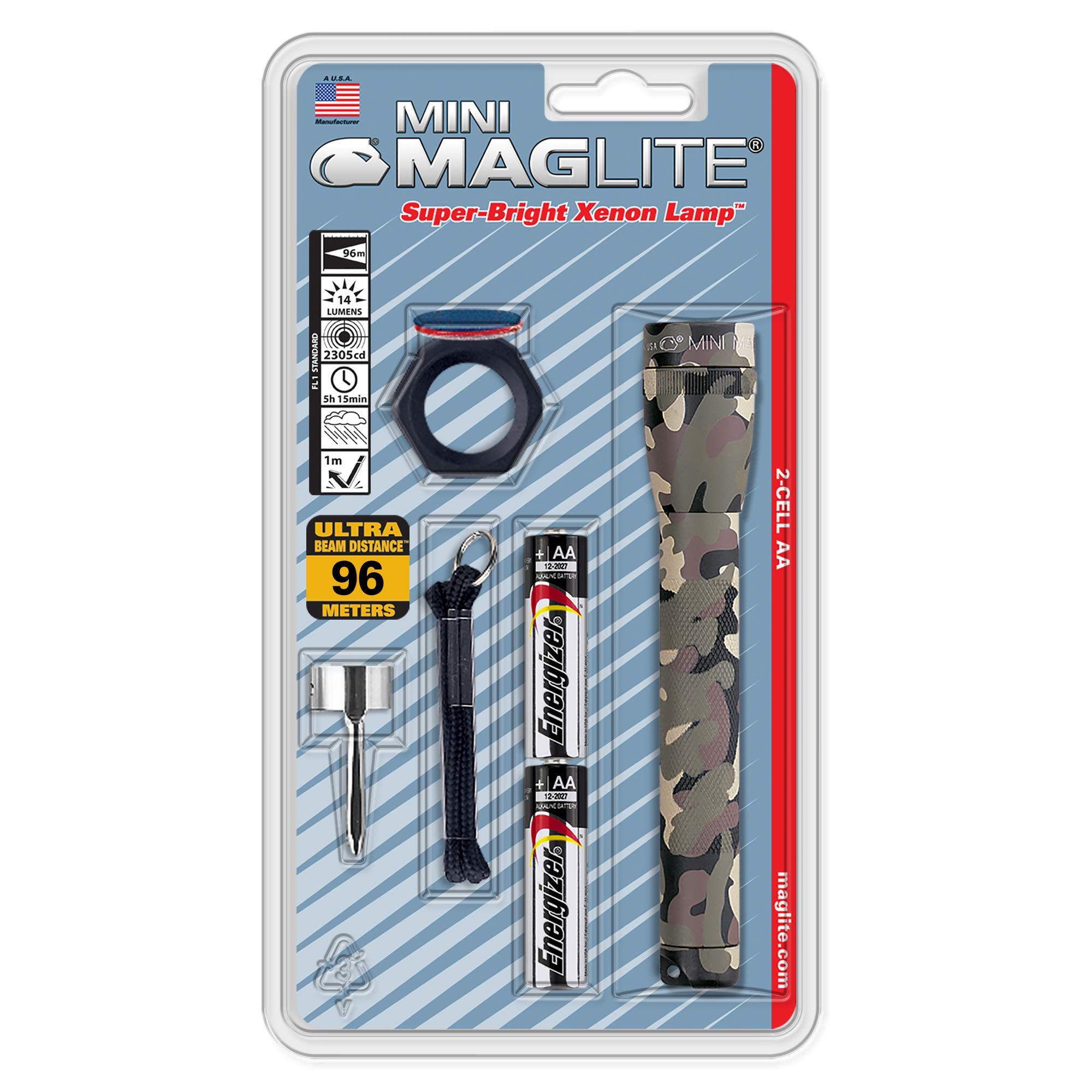 Maglite Mini Incandescent 2-Cell AA Flashlight Combo, Camo