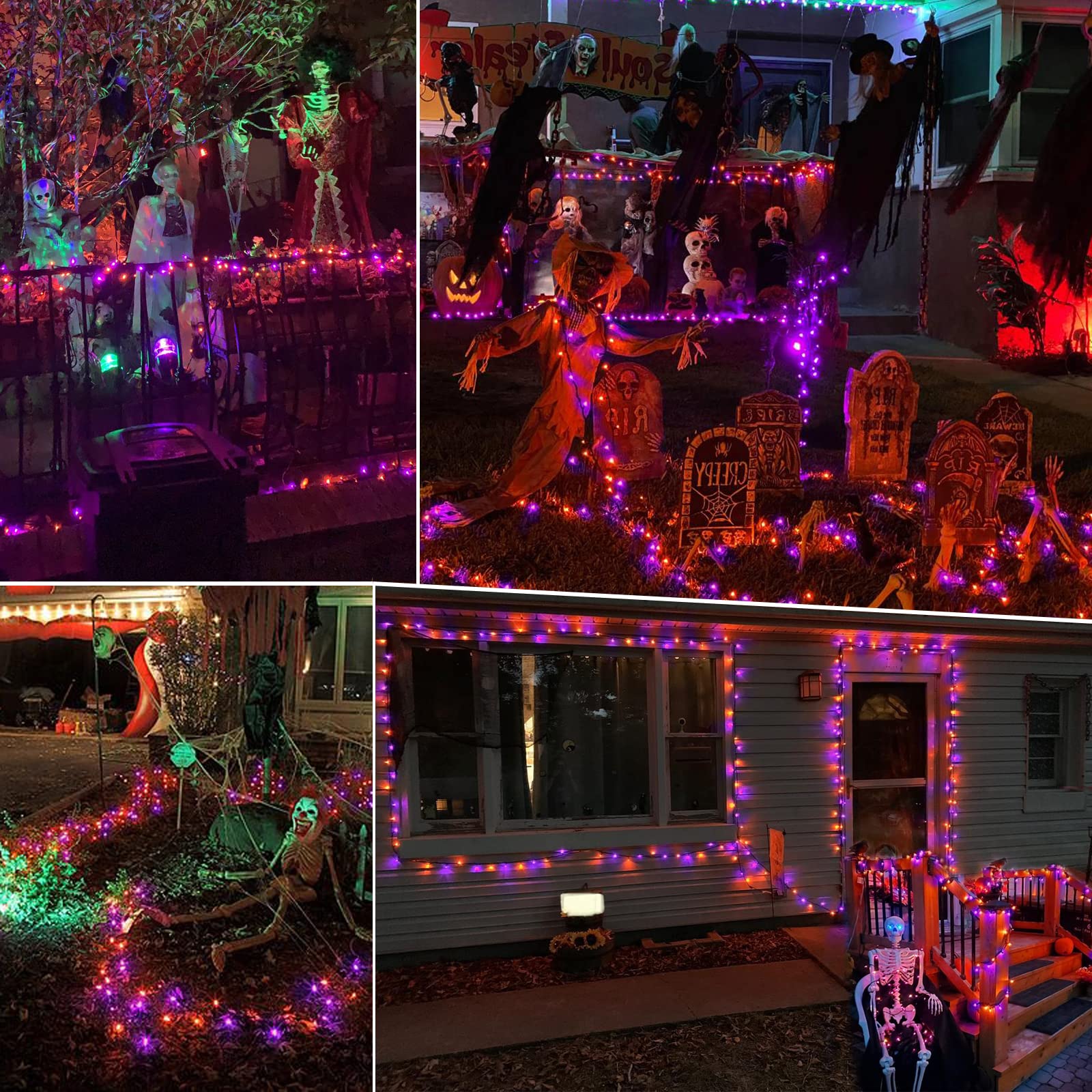 ODEETRONIC Purple Orange Lights, 21.63ft 100 Count Mini Incandescent Halloween Lights, 120V UL Certified Connectable Plugin Outd