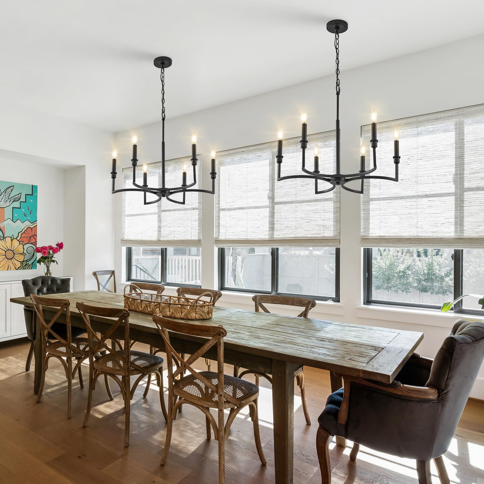 Caraluxe Black Chandelier Light Fixture 6-Light Chandelier For Dining Room Kitchen Chandeliers Over Table Candle Chandeliers For