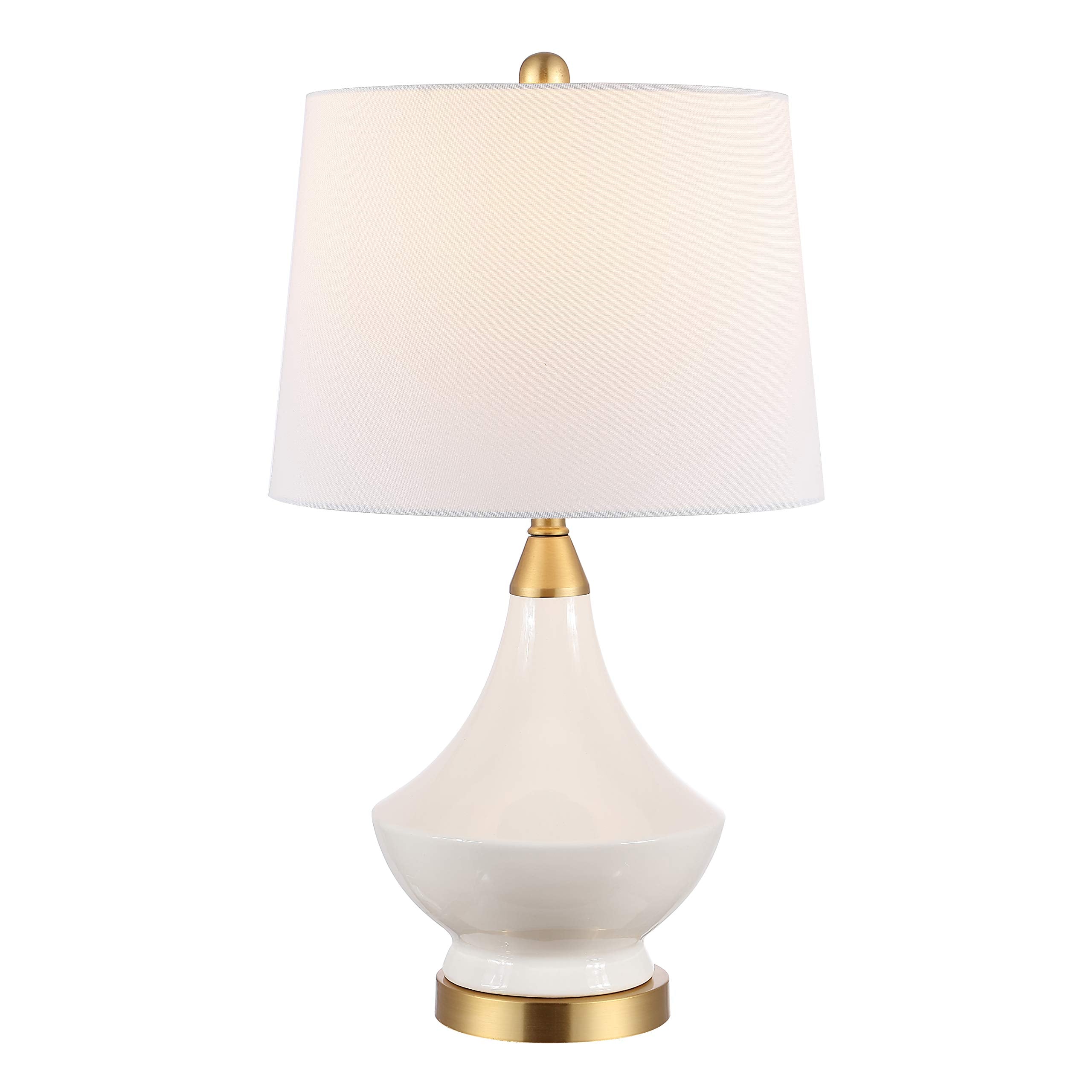 SAFAVIEH Lighting Collection Marlowe Modern White Glass 25-inch Bedroom Living Room Home Office Desk Nightstand Table Lamp Set o