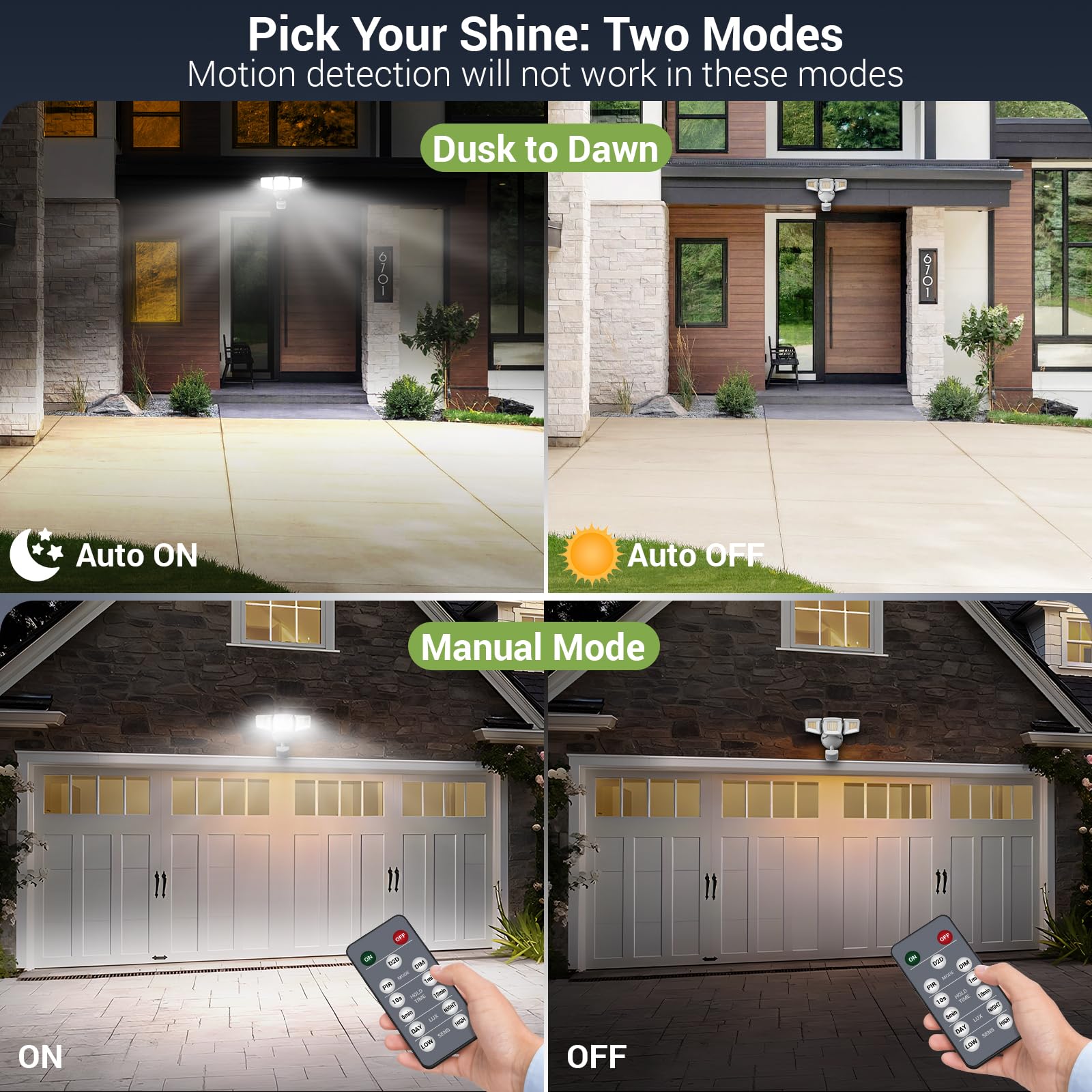 NOVOSTELLA 45W Motion Sensor Outdoor Security Lights, 2Pack, 5000lm, Adjustable 3 Heads, IP65 Waterproof, White