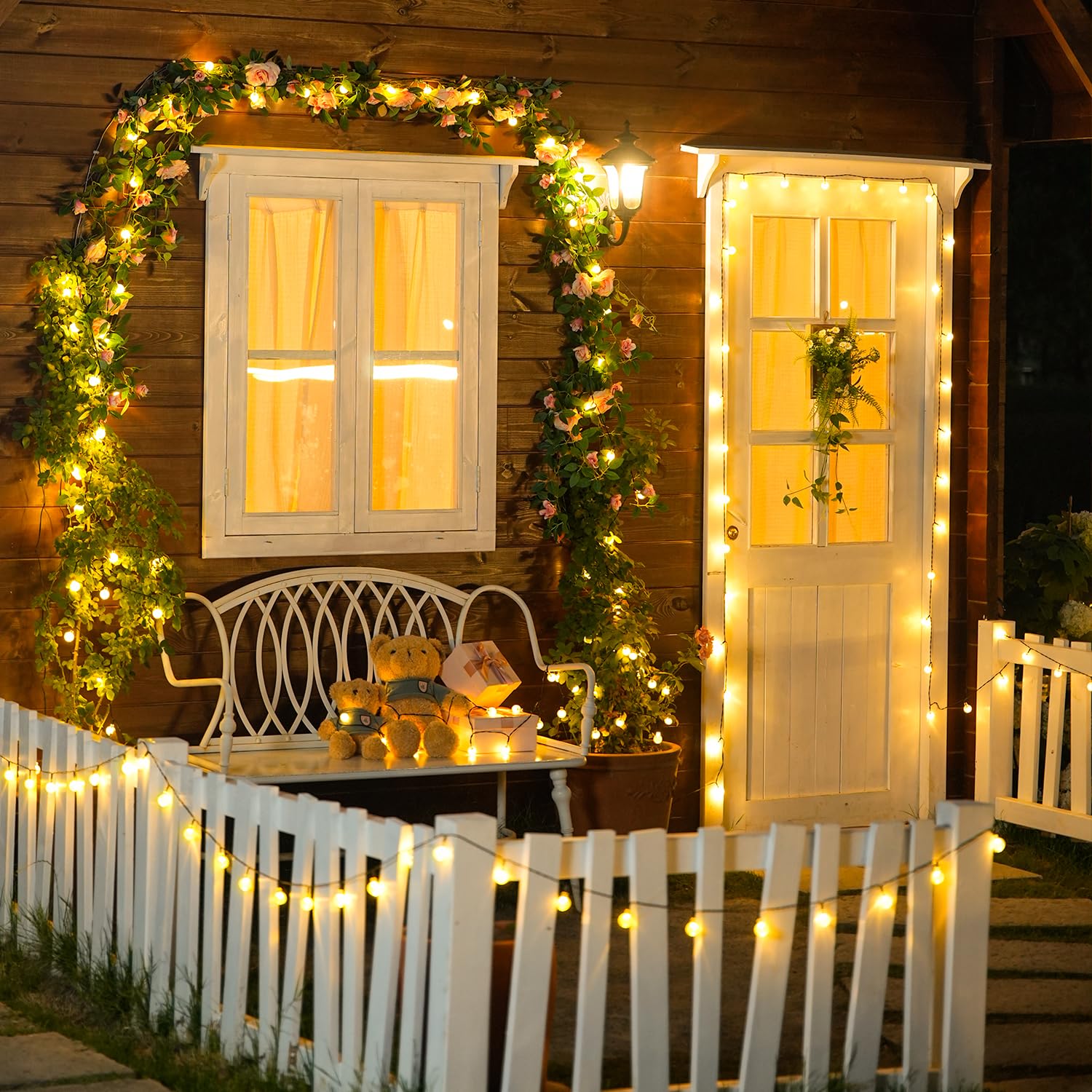 Jmexsuss Solar String Lights Outdoor Waterproof, 8 Modes Crystal Globe String Lights, Warm White Solar Lights For Patio Tree Cam