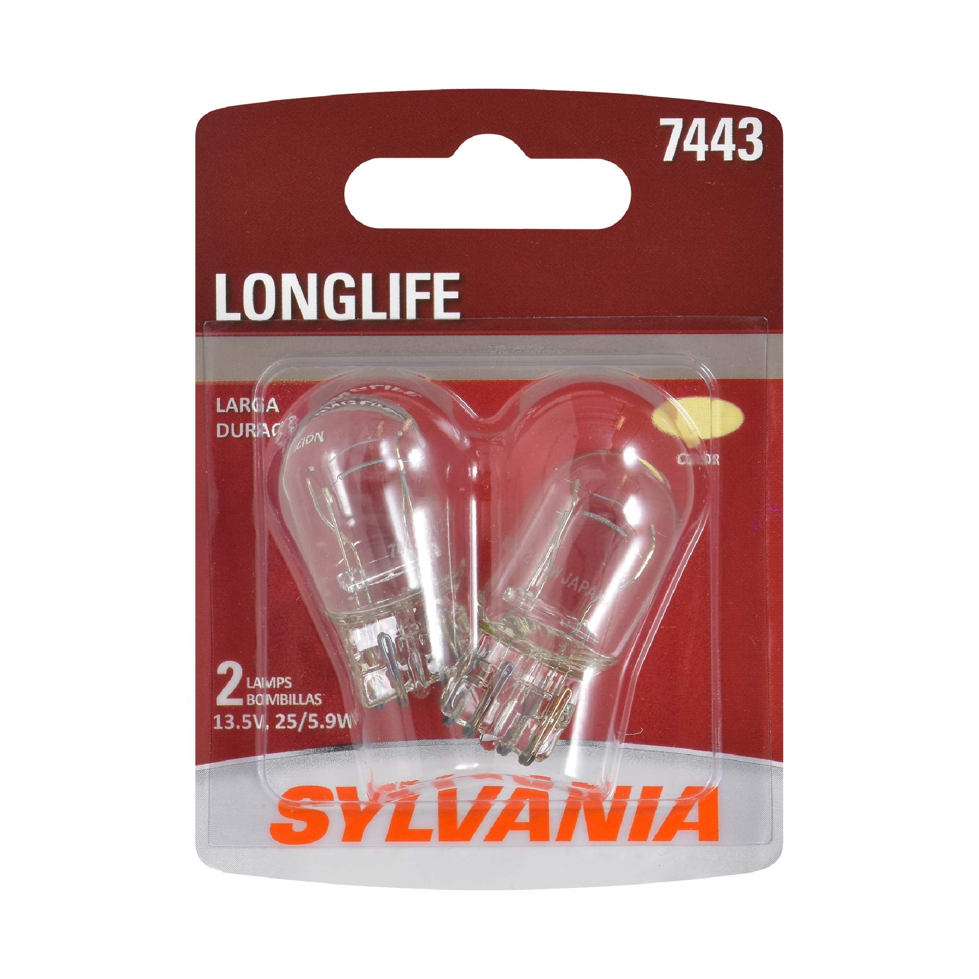 SYLVANIA 7443 Long Life Miniature Bulbs - Ideal for Daytime Running Lights & Reverse Lights - 2 Pack