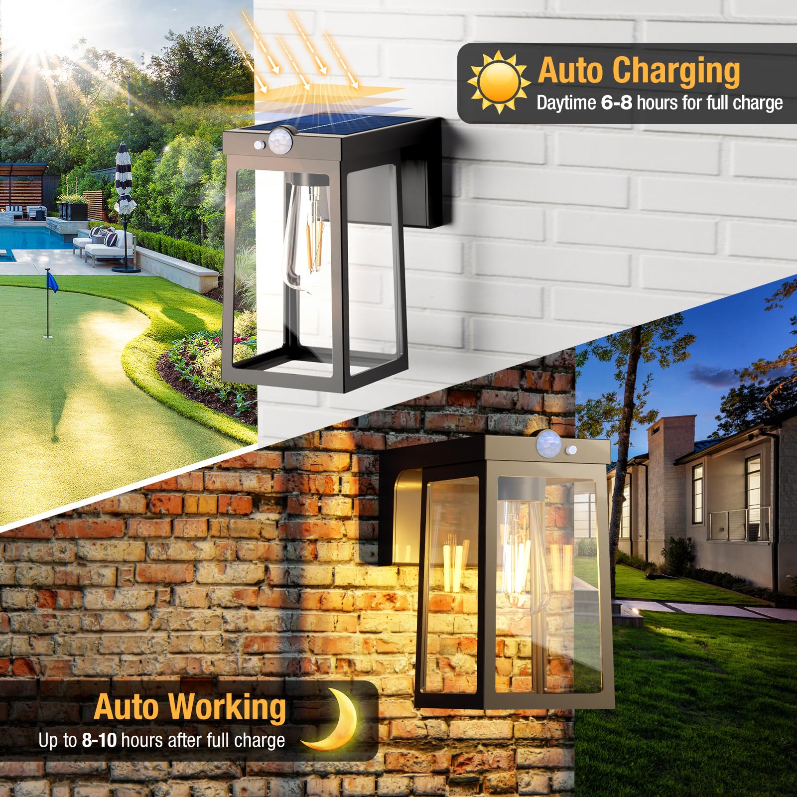 [2 Pack] Solar Porch Lights Outdoor Motion Sensor, Solar Wall Lights With 2 Modes & Waterproof, Dusk To Dawn Led Outdoor Solar L