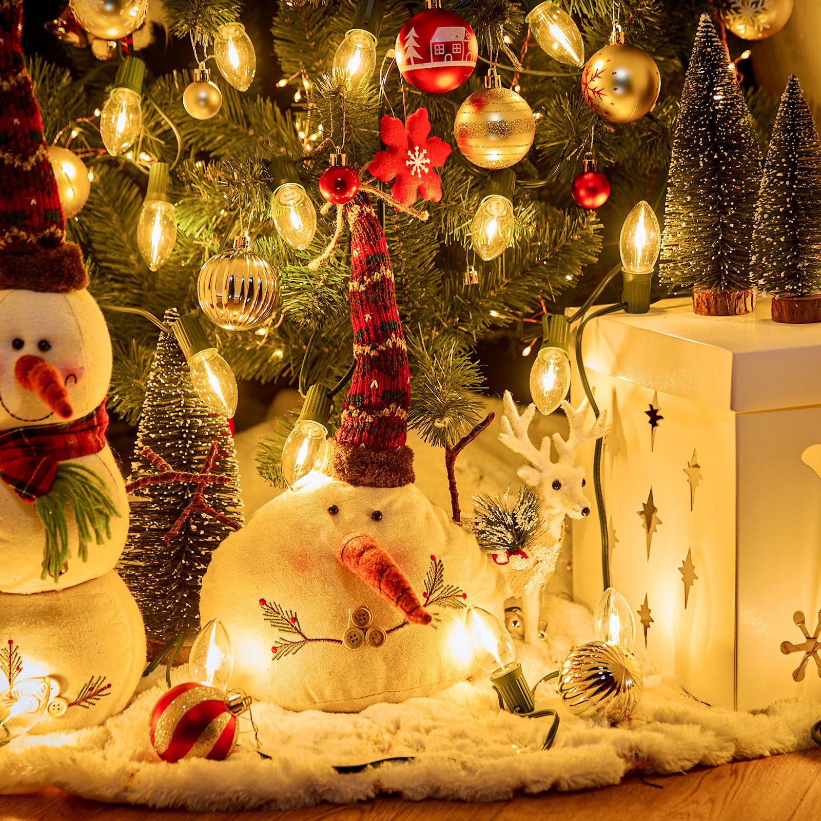 C7 Led Night Light Bulb  Clear Christmas Replacement Bulbs  C7 E12 Shatterpfoof Light Bulbs For Ourdoor Indoor String Lights  Christmas Tree Salt Lamps Window Candles Bulbs  Warm White  25 Pack