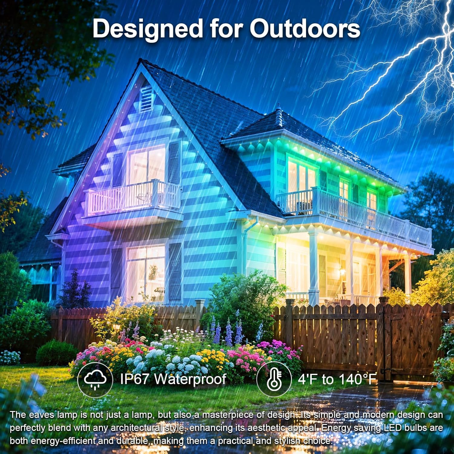 CETELUMA LED Eave Lights - 300FT Waterproof RGB Outdoor Lighting with App/Remote Control for House Decor, Christmas, and Parties