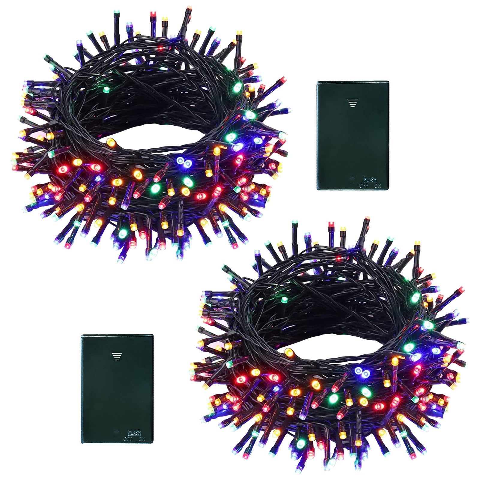 echosari 2 Pack Battery Operated String Lights, 13.2Ft 40 LED Green Wire Fairy String Lights, Waterproof Fairy Lights for Xmas T