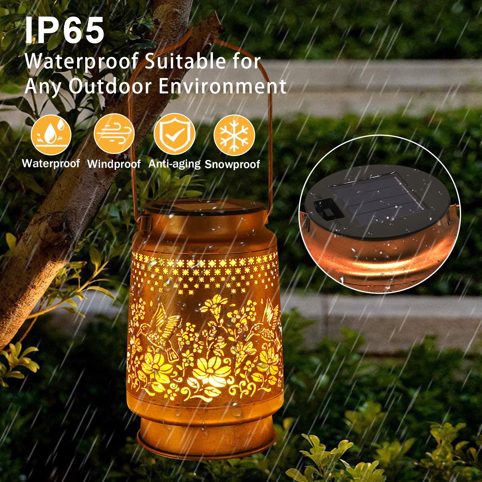 2 Pack Solar Lanterns Outdoor Hummingbird Garden Decor  Birthday Gifts For Mom Women Grandma Christmas  Waterproof Metal Hanging Solar Lights With Shepherd Hook Led Decorative Outside For Yard Patio