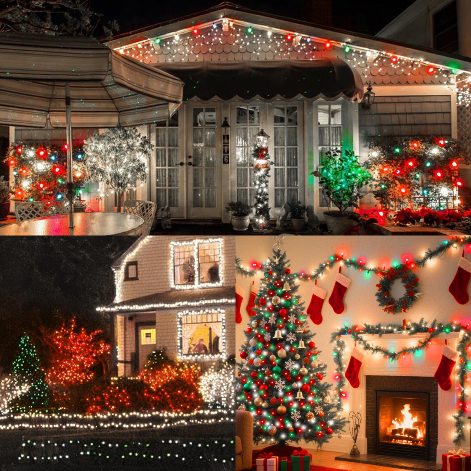 Lamphome 33Ft Christmas Decorative Mini Lights  100 Led Transparent Wire Fairy Starry String Lights Plug In  16 Lighting Modes For Outdoor Xmas Tree Wedding Party Decoration (Red/Green/White)