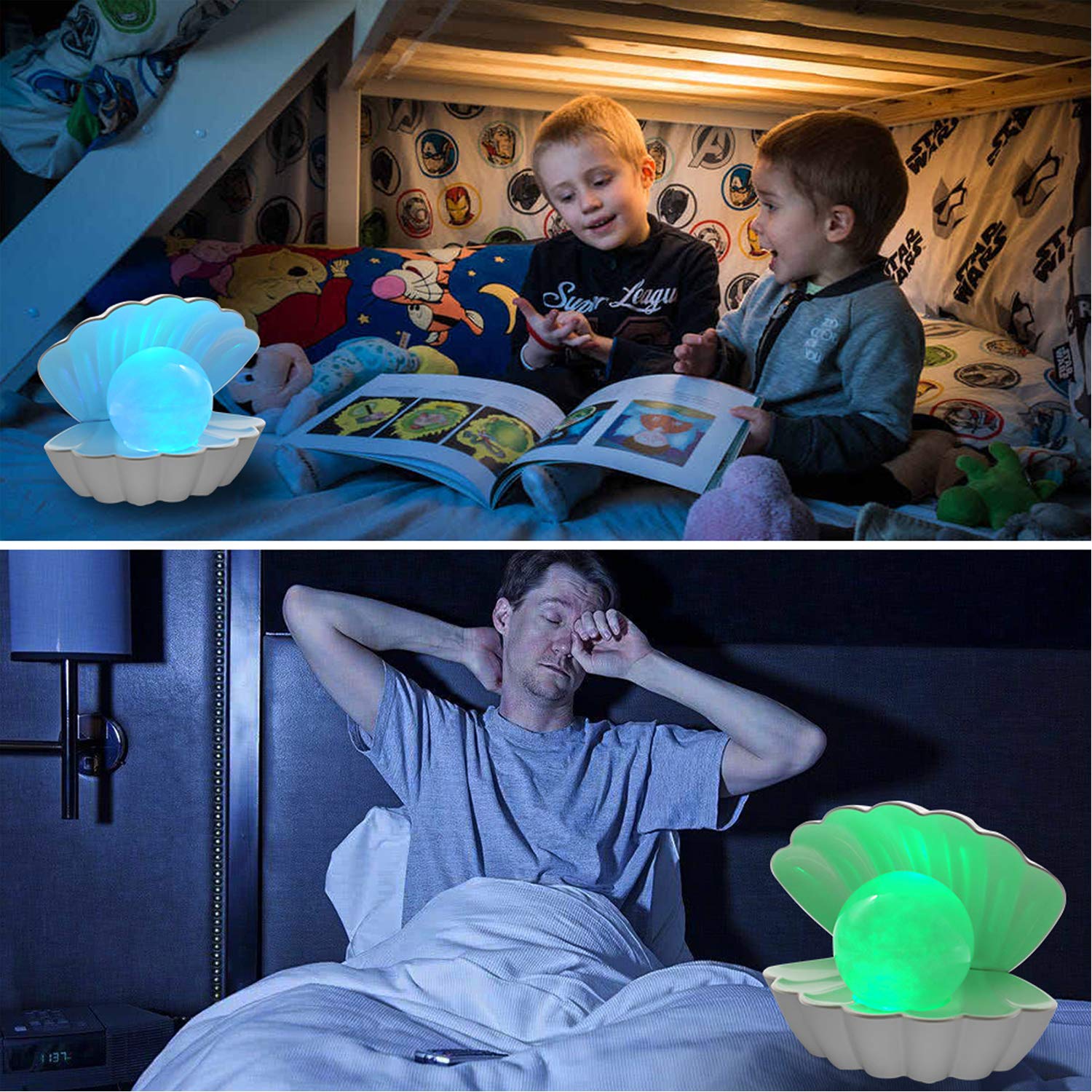 LKUA RGB Mood Shell Pearl Lamp, Portable LED Night Light, Large Size, Model THA-002, Ideal for Home Decoration and Gifts