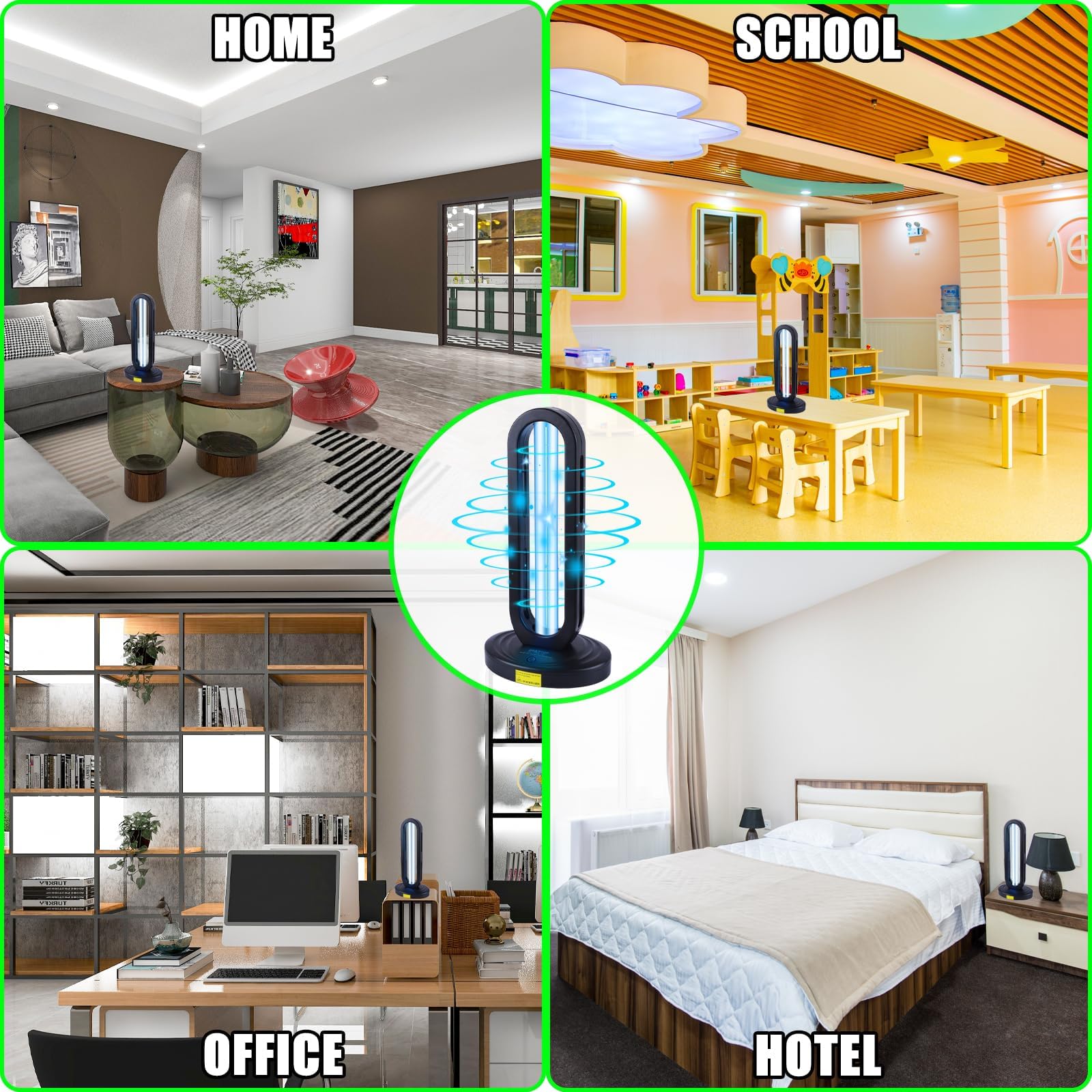 Dailytop UV Light Sanitizer, 38W Home Disinfection Device, Remote Control, Black, Model EB, for Dust Mites and Room Use