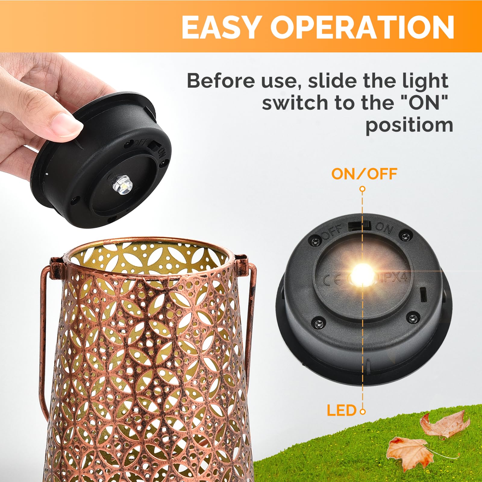 Eluteng Solar Light Replacement Top 4 Pack (Top Size 2.76 Inch, Bottom Size 2.42 Inch) Led Solar Lantern Light Lids Outdoor Wate