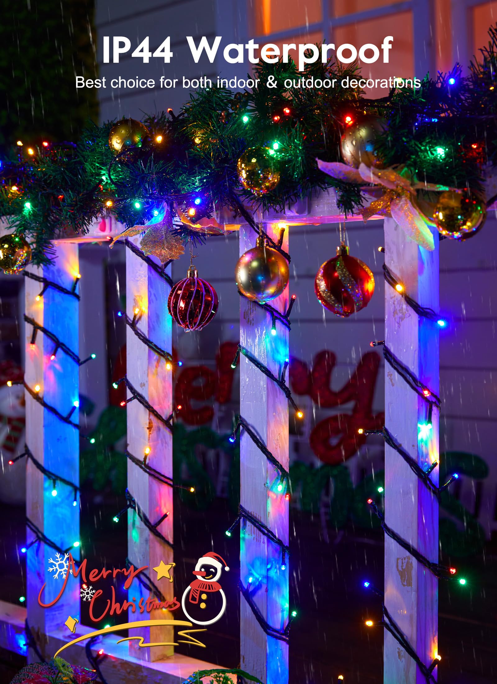 Minetom Christmas String Lights, 168Ft, 600 LEDs, Multicolor, 8 Lighting Modes, Indoor Outdoor, Model AED09-02900200GQIP44