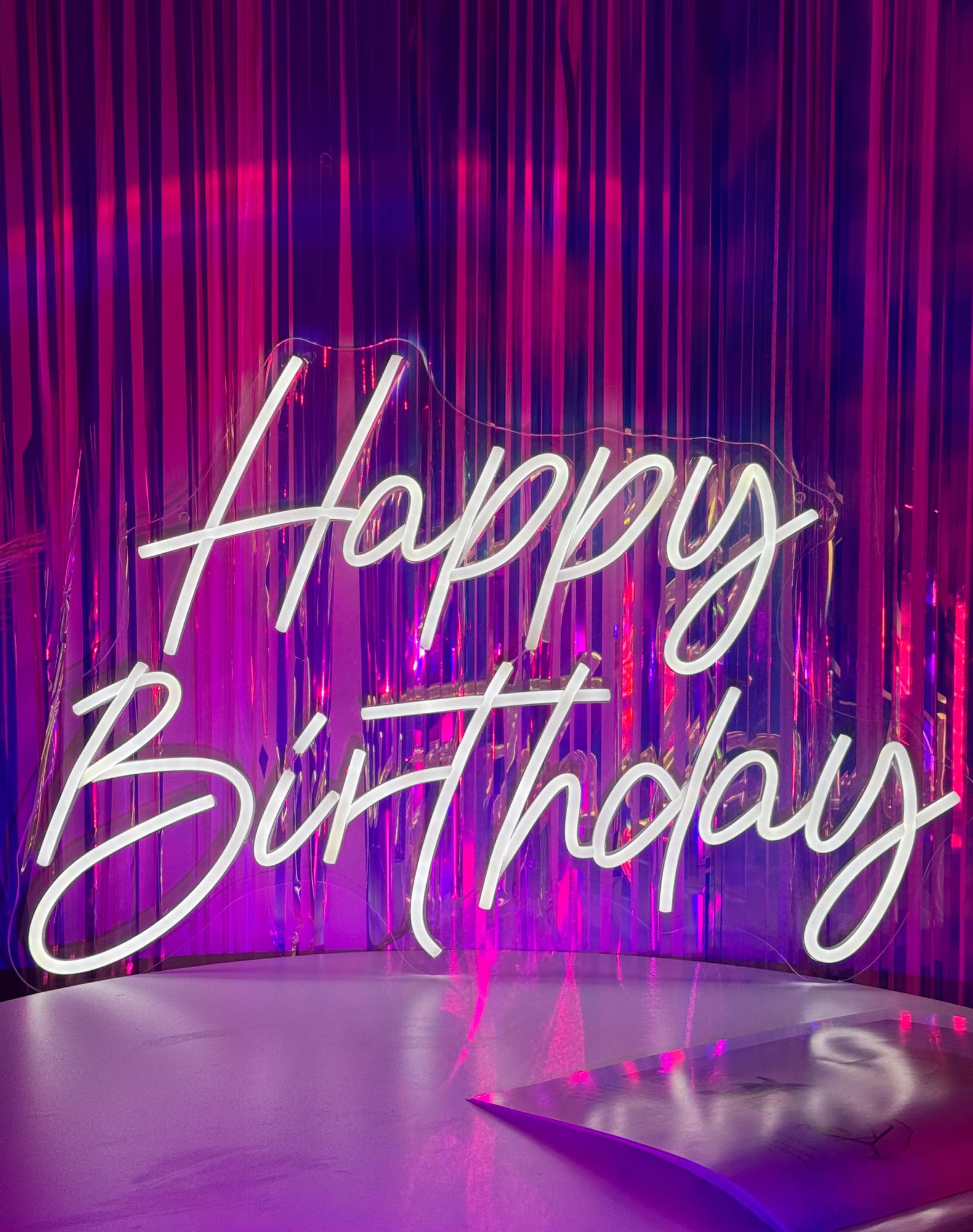 Happy Birthday Neon Sign For Backdrop Large Happy Birthday Light Up Sign White Led Sign For Home Company Birthday Party, 21.65 *