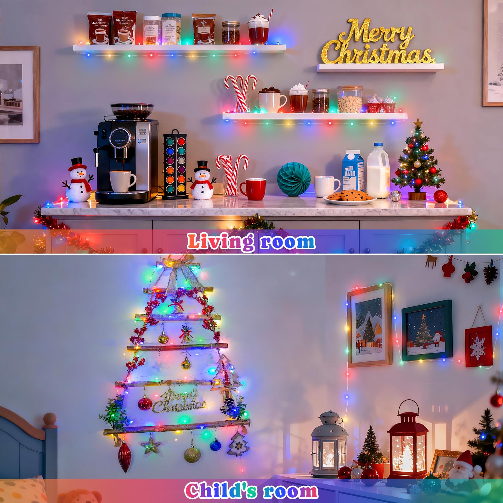 Jmexsuss 2 Pack 100Led Multicolor Fairy Lights, 66Ft Battery Operated String Lights With Remote, 8 Modes For Indoor Decor