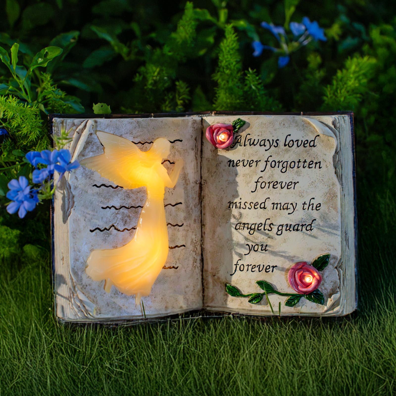 Candieslife Solar Angel Garden Stakes Lights, Waterproof Resin Decor, Model LT00185S1, Bible Angel Color