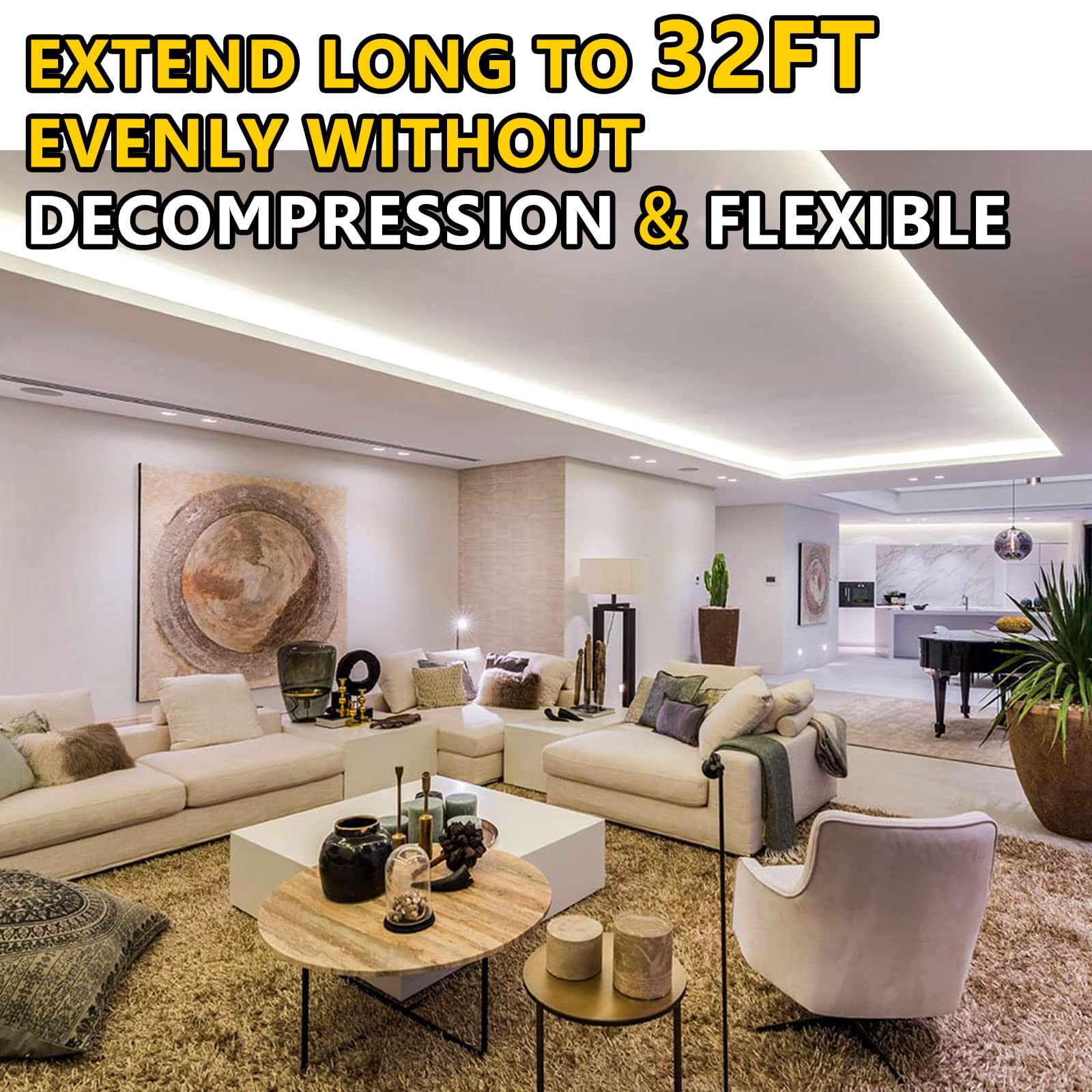 Emitever 25Ft Cob Led Strip Lights 5000K Cool White, Ul Listed, 300+ Lumens/Ft,