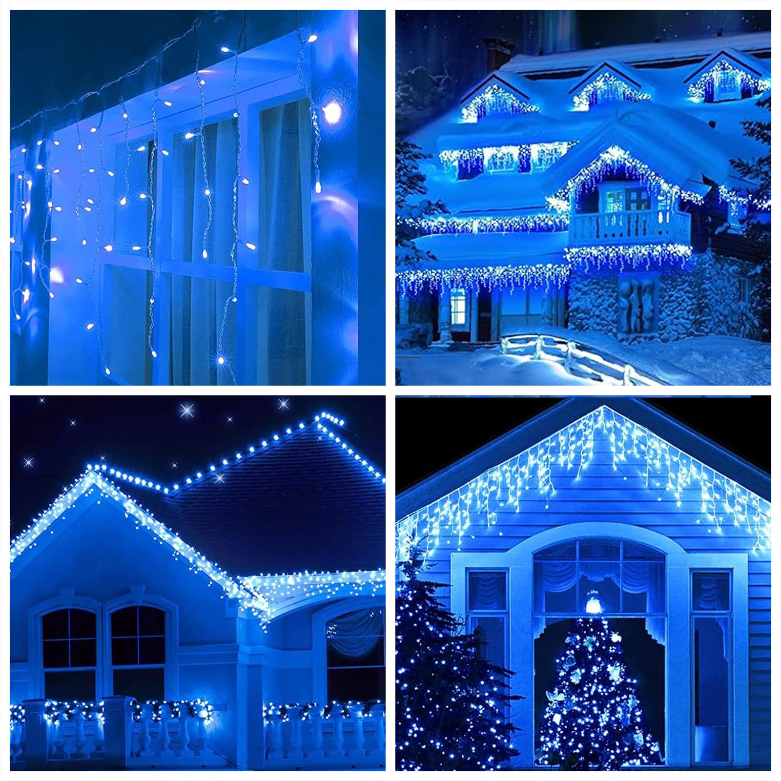 Upgraded Solar Christmas Lights,304 Blue Led Outdoor Christmas Decorations 8 Modes Waterproof Solar Powered String Lights For Pa