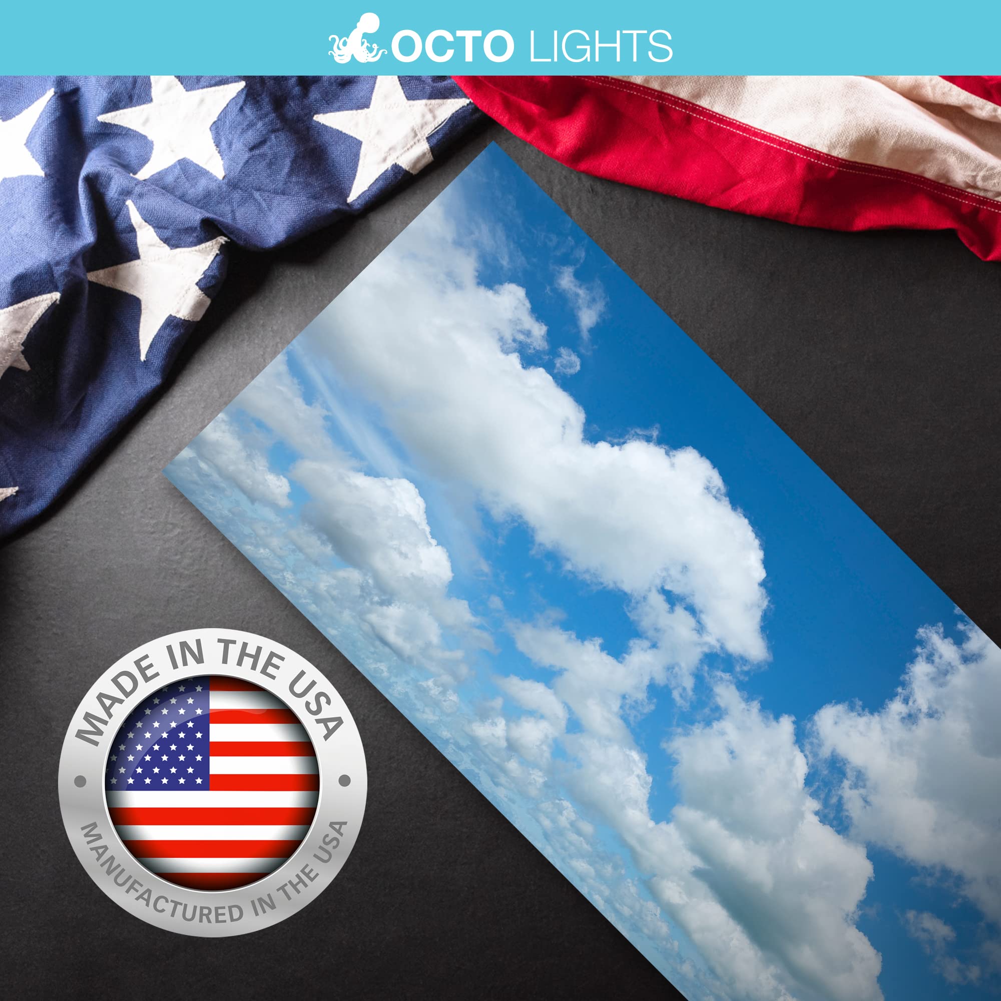 OCTO LIGHTS Fluorescent Light Covers 2x4 - Cloud 002, Backlit Film, Majestic Stratocumulus, Reduces Eye Strain and Improves Focus