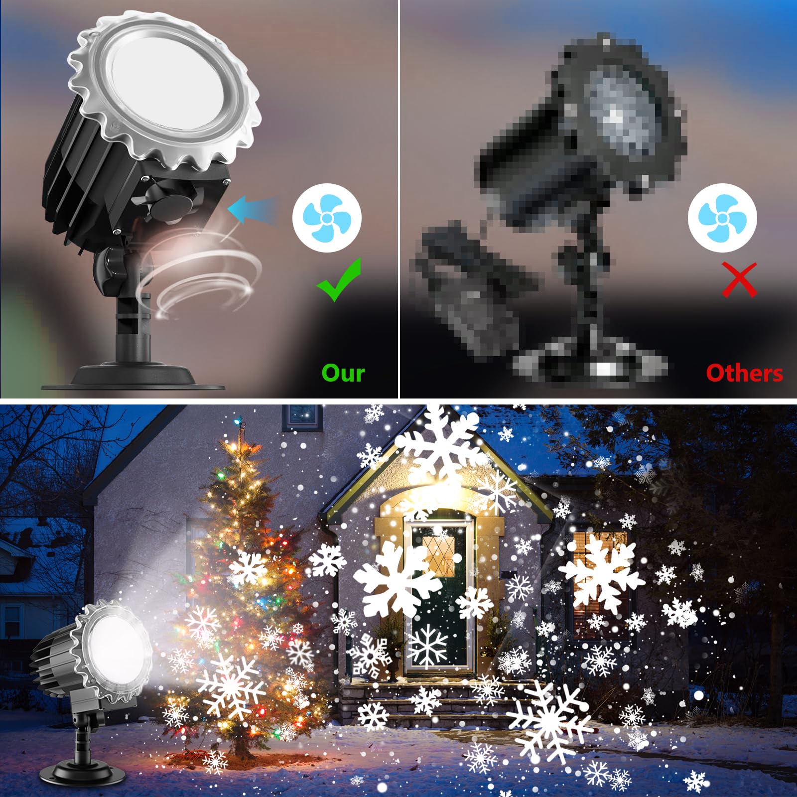 Christmas Snowflake Projector Lights, Led Projector Lamp Outdoor, Christmas Decorations Lighting For Indoor/Outdoor Xmas Holiday