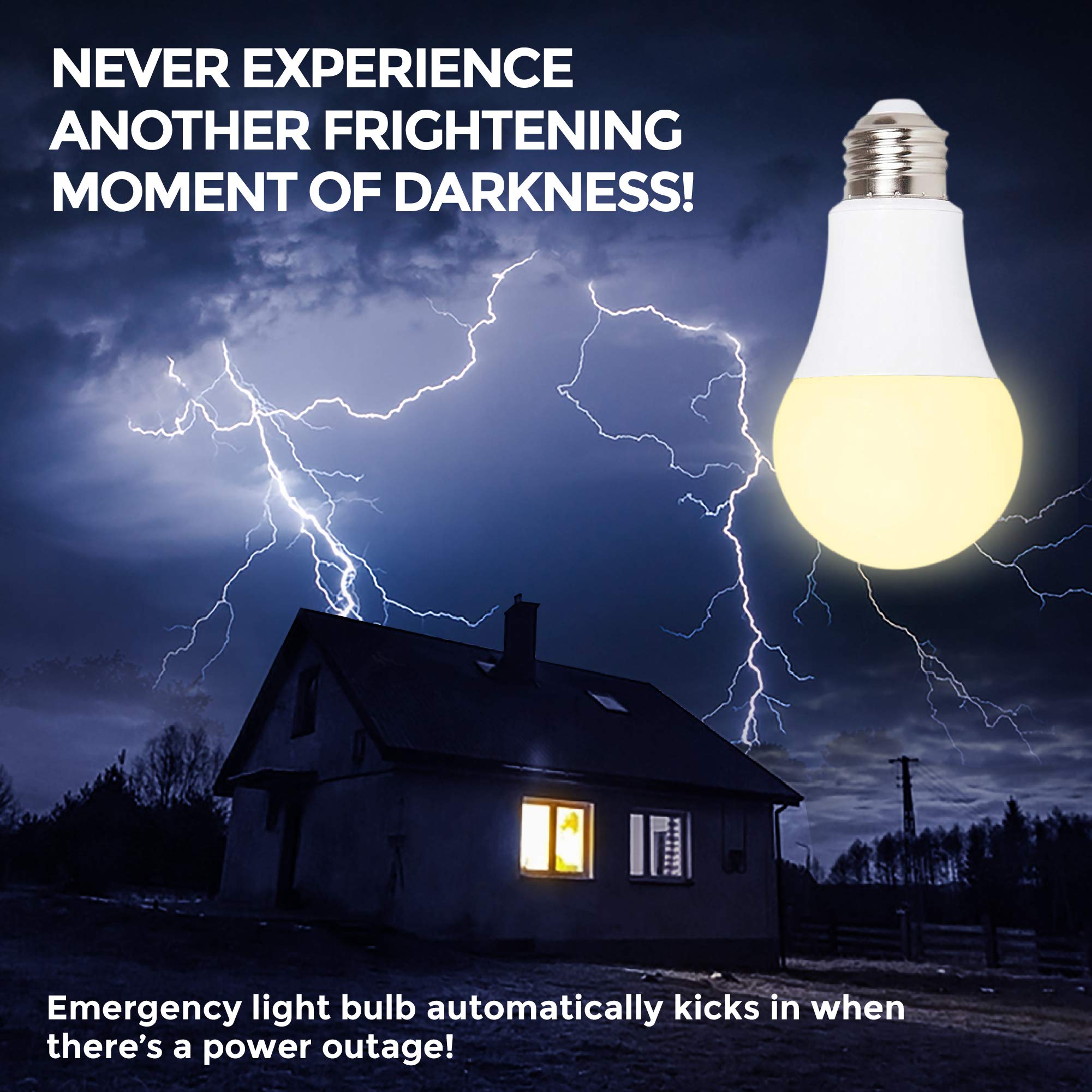 Ciata Rechargeable Light Bulbs - Battery Operated, Lasts 3-4 Hours, Pack of 4, White, Model EMB-4, Ideal for Camping and Power Outages