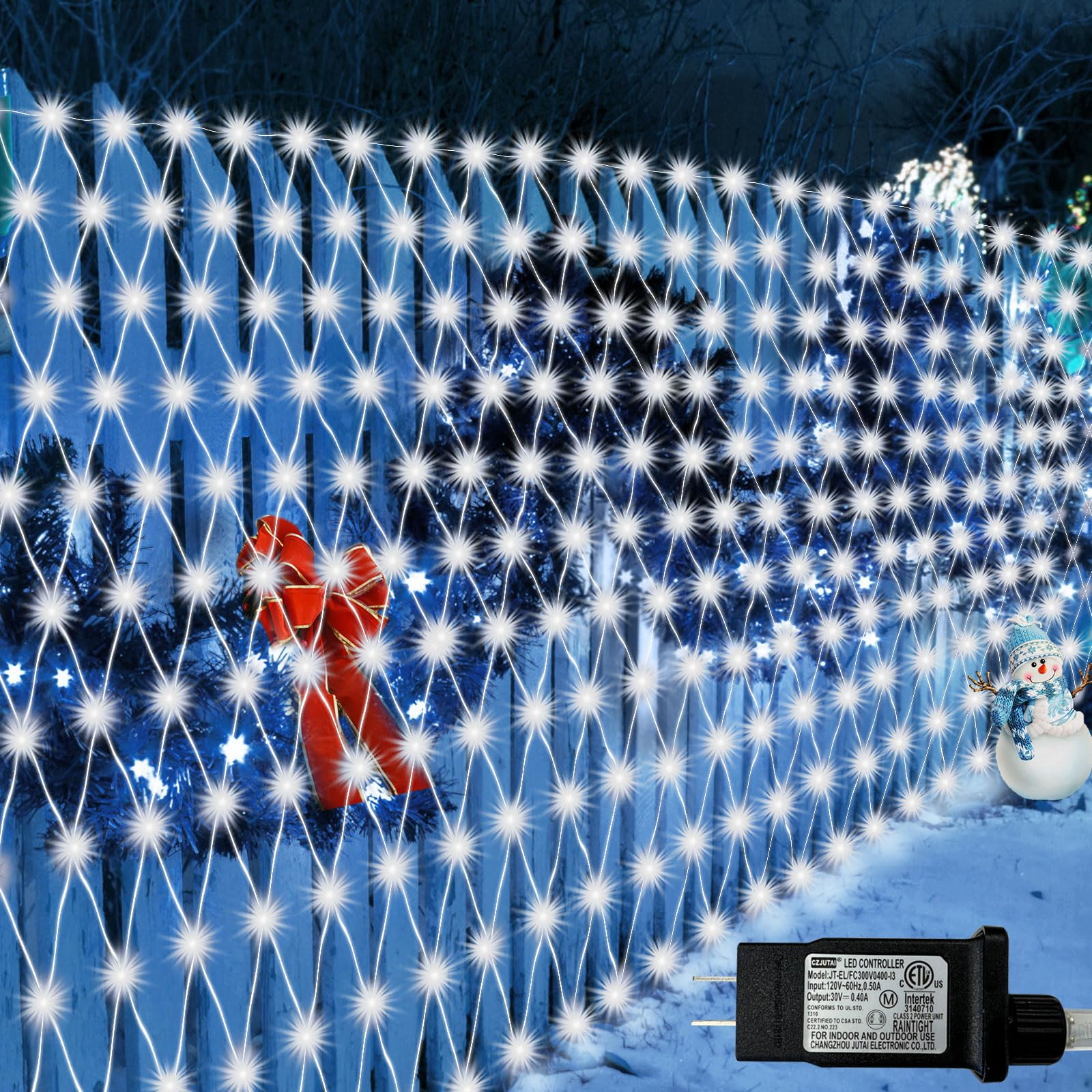 Lov high-standard LED Christmas Net Lights, 510 LED, 27.9ft x 5ft, Waterproof, White, Model LR-(1-1000) L-SL01, Outdoor Holiday