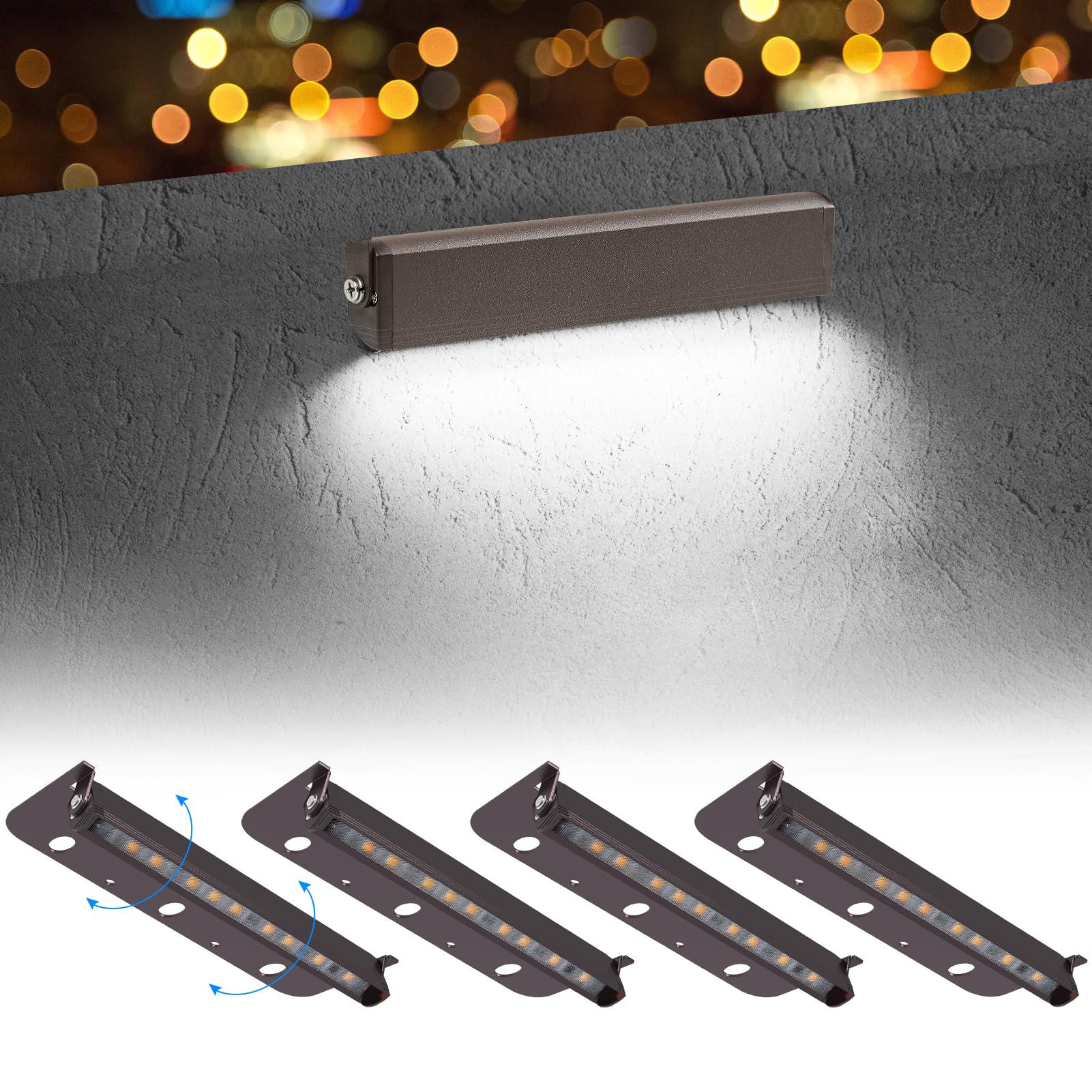 Kwinmyso 4-Packs 3W 7inch LED Hardscape Paver Lighting,12V AC/DC Low Voltage Retaining Wall Lights,LED Landscape Lighting,5000K 