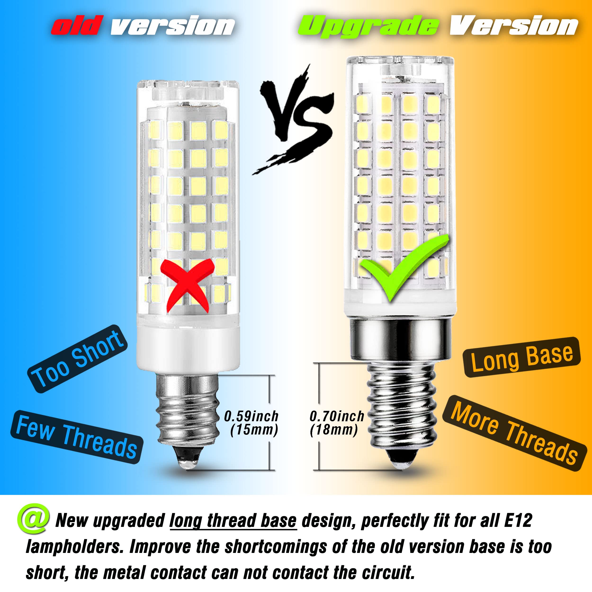 Alide E12 75 Watt Replacement Led Candelabra Bulbs C7,6000K Daylight Bright Cool White,800Lm T6 7.5W Led E12 Chandelier Light Bulbs For Ceiling Fan Pendant Lighting,Non-Dimmable,6 Pack