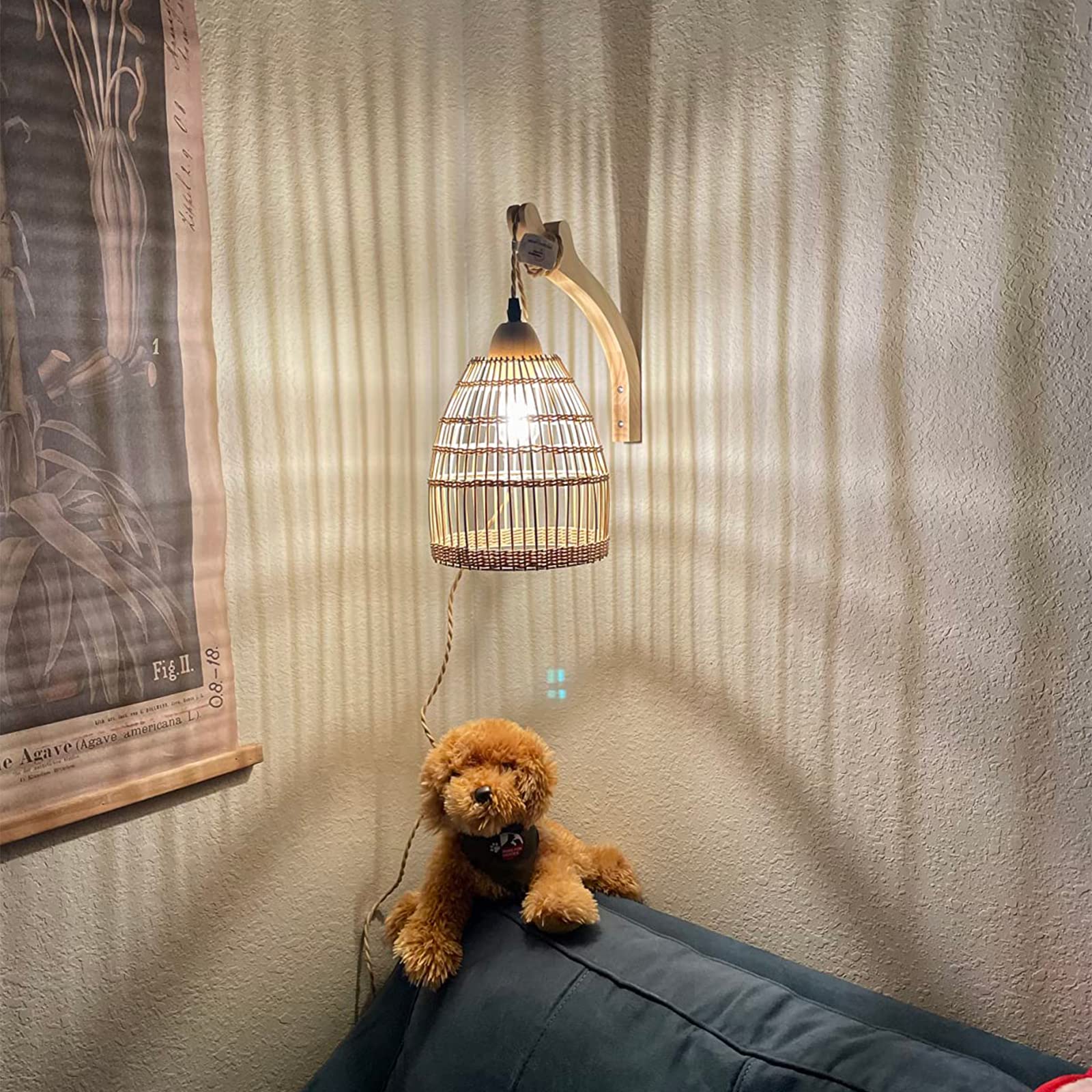 Frideko Rattan Plug In Wall Sconces Wicker Wall Lamp With Plug In Cord Hand Woven Rattan Wall Light Farmhouse Wall Sconce Wall M