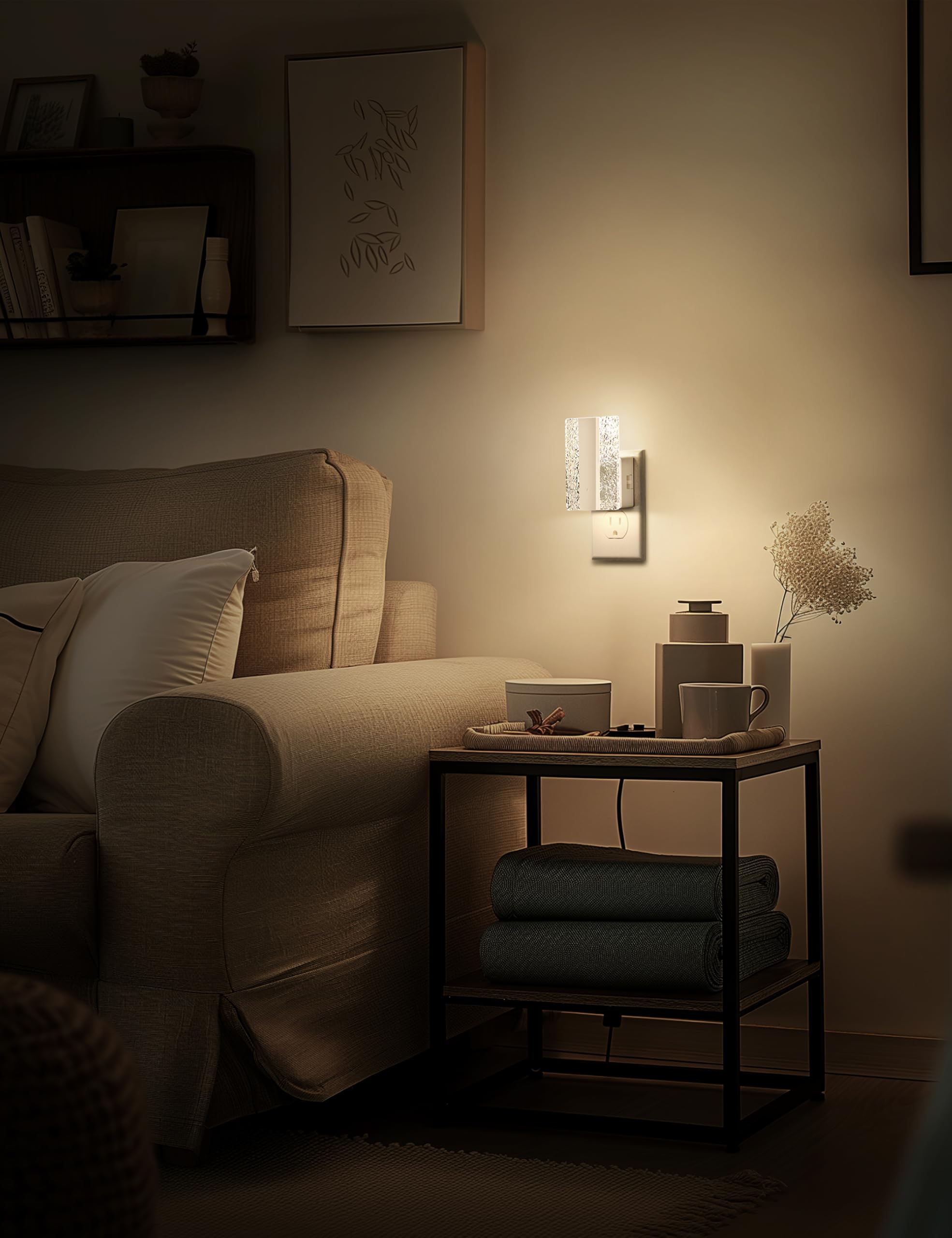DORESshop LED Night Light with Dusk-to-Dawn Sensor, Dimmable, White, 1 Count, Model D-GY11302WHUS
