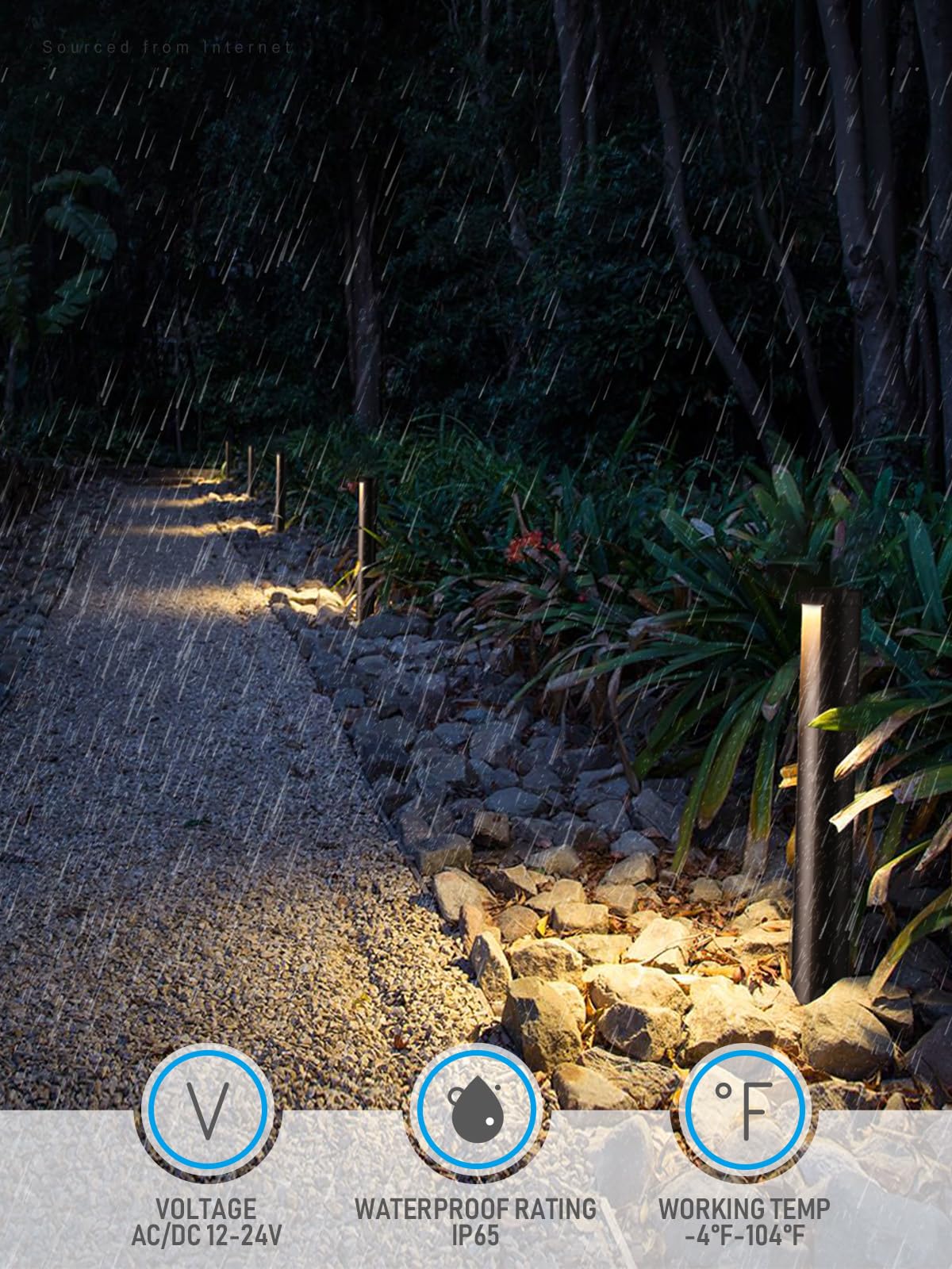 LEONLITE Low Voltage Pathway Lights, 5W 200LM, 3000K Warm White, Die-Casted Aluminum, Dark Gold, Model 93082, Pack of 6