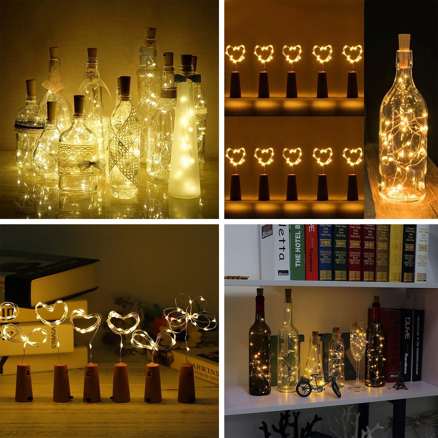 Vookry Wine Bottle Lights With Cork, 16 Pack 20Led Fairy Lights Battery Operated Mini Copper Wire Cork Lights For Liquor Bottles Diy Party Wedding Christmas Festival Bar Decoration(Warm White)
