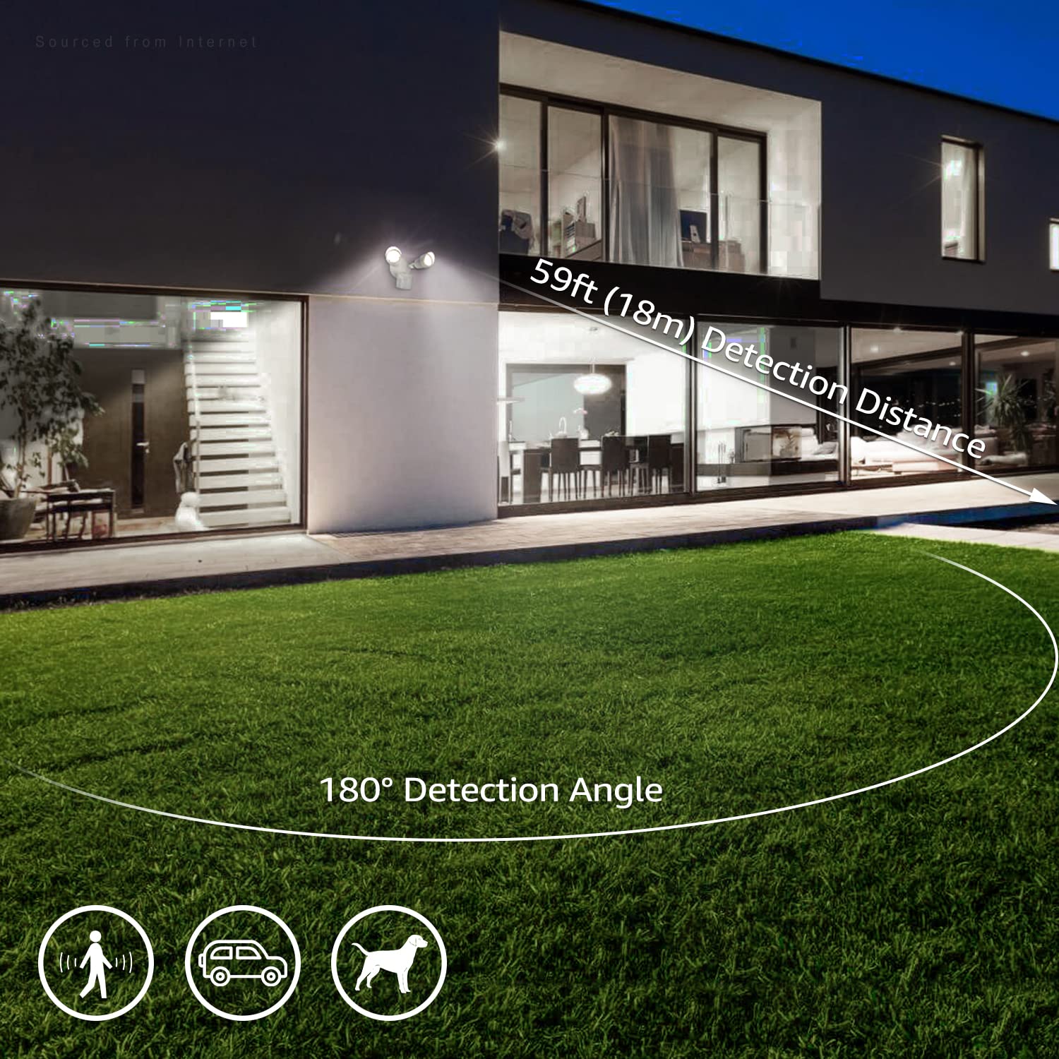 LEONLITE 3CCT LED Security Light, Motion Sensor, 25W (200W Equivalent), Adjustable 2-Head, ETL Listed, White, Model 19032